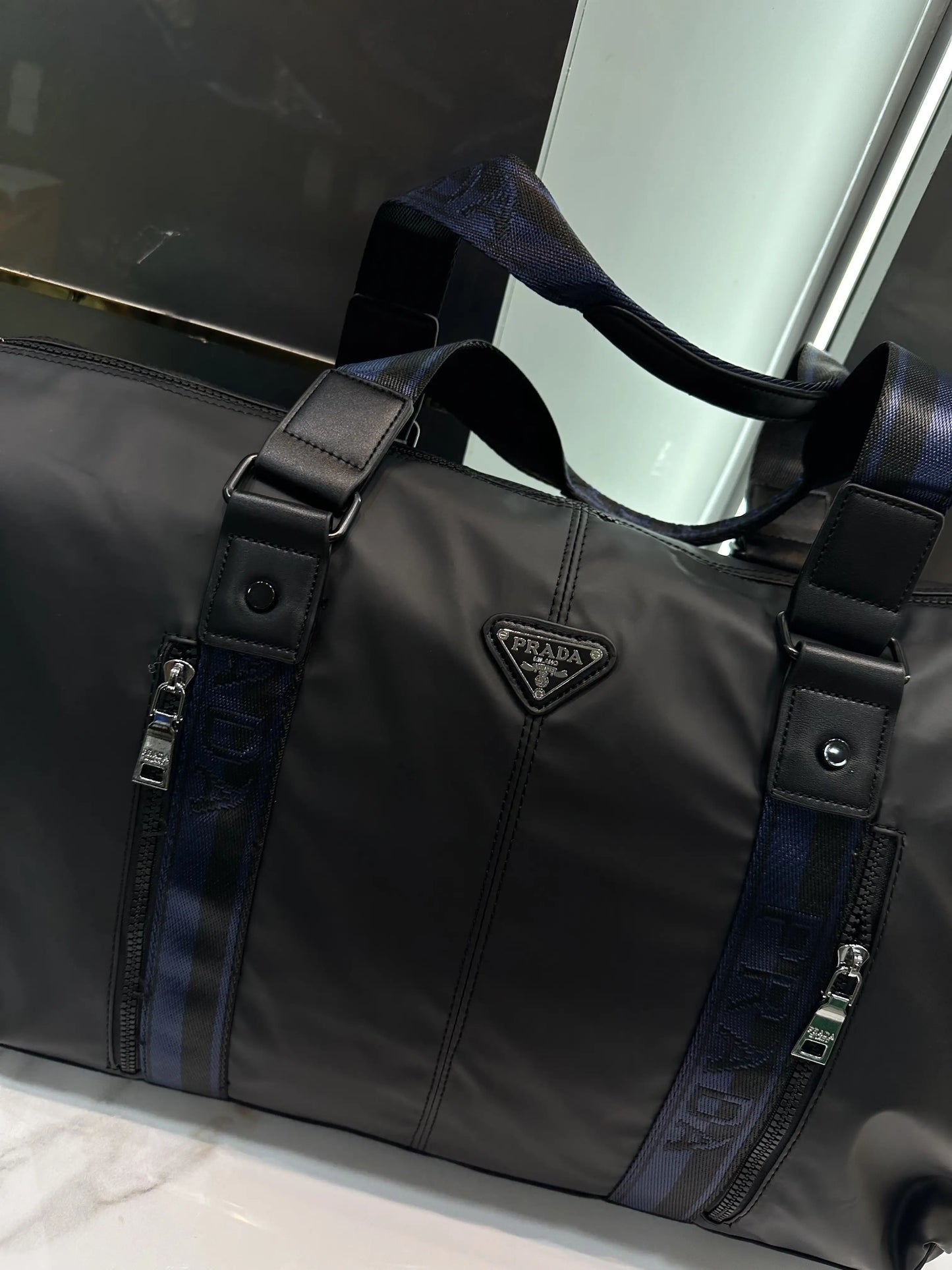 Prad a Black Blue Luxury Imported Duffel Bag Pr3025