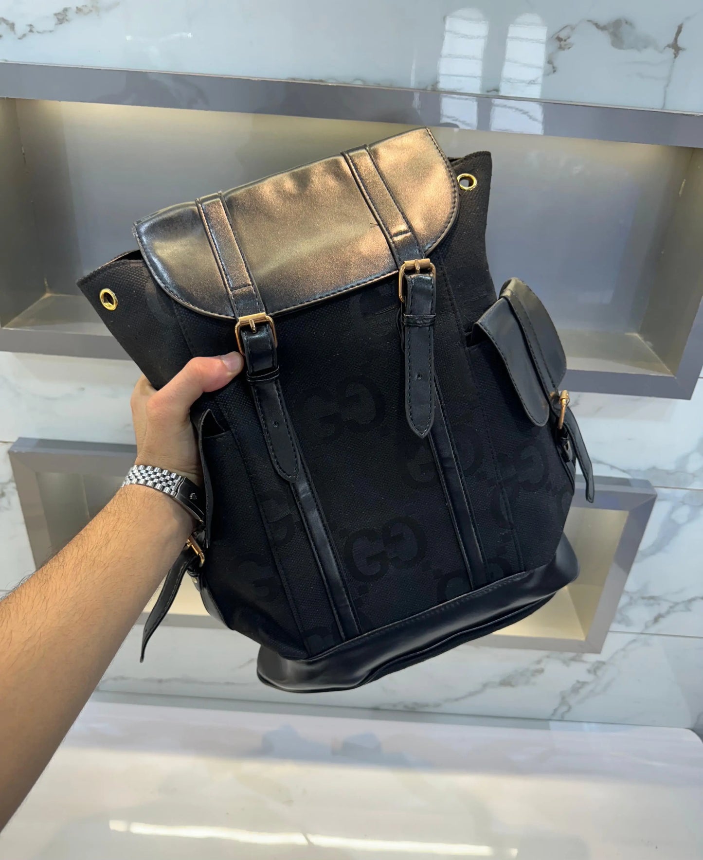 Gucc i Canvas Imported BackPack Black
