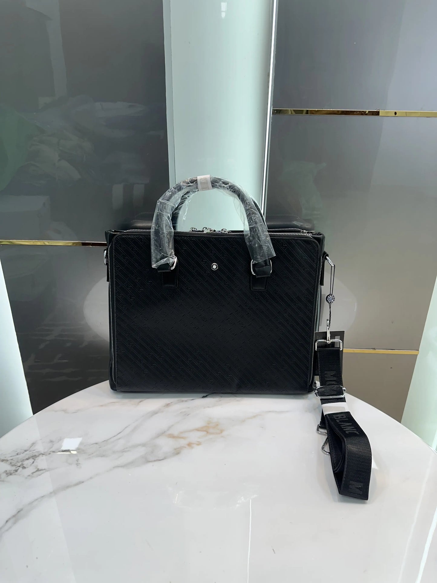 Mont Blanc Black Monogram Luxury Premium Imported Laptop Bag mb769