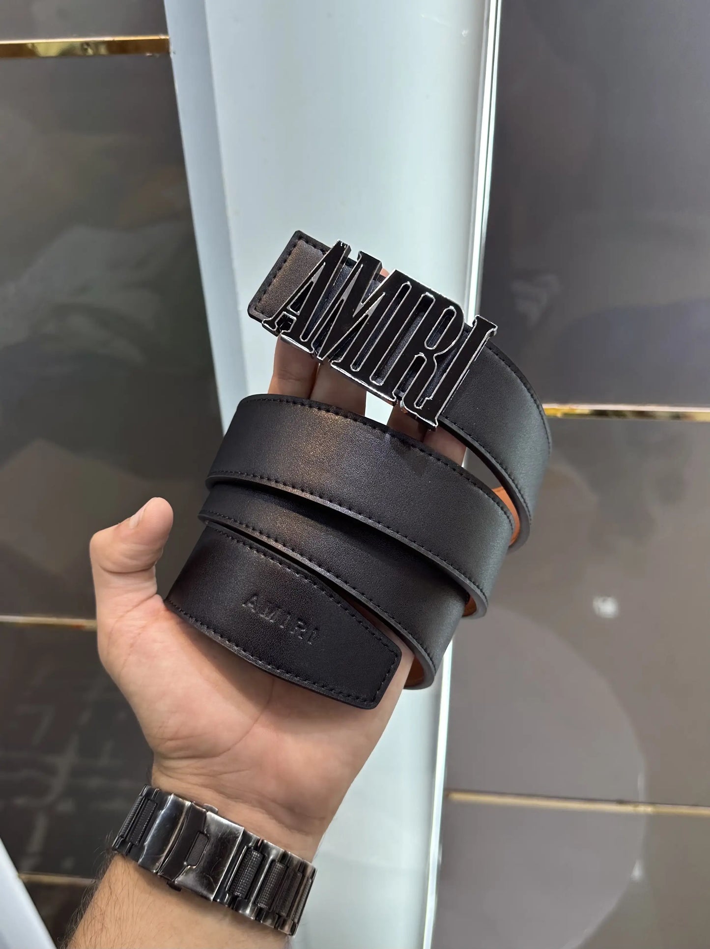 Amiri Silver Black Premium Imported Belt am512