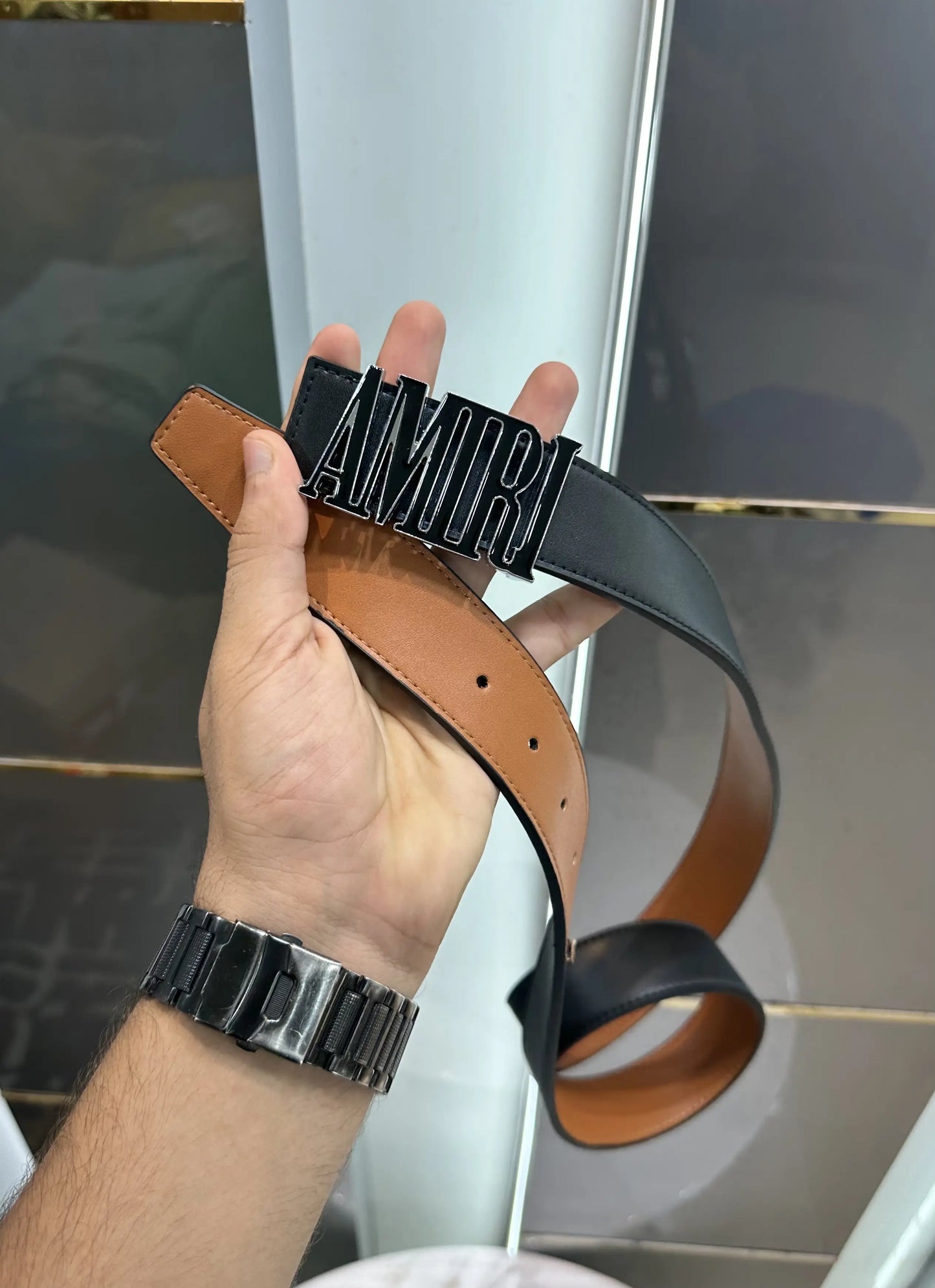 Amiri Silver Black Premium Imported Belt am512