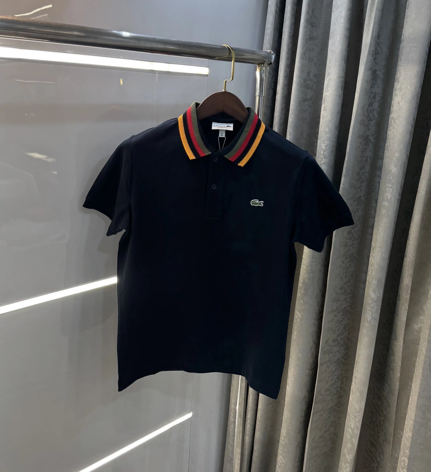 Lacost e Navy Blue Embroidery Logo Premium Polo T-Shirt