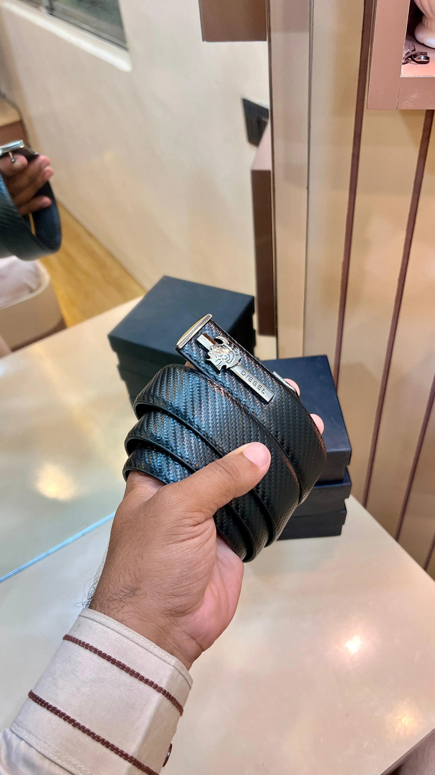 DIESEL PREMIUM QUALITY IMP REVERSEABLE BELT WITH BOX D-103