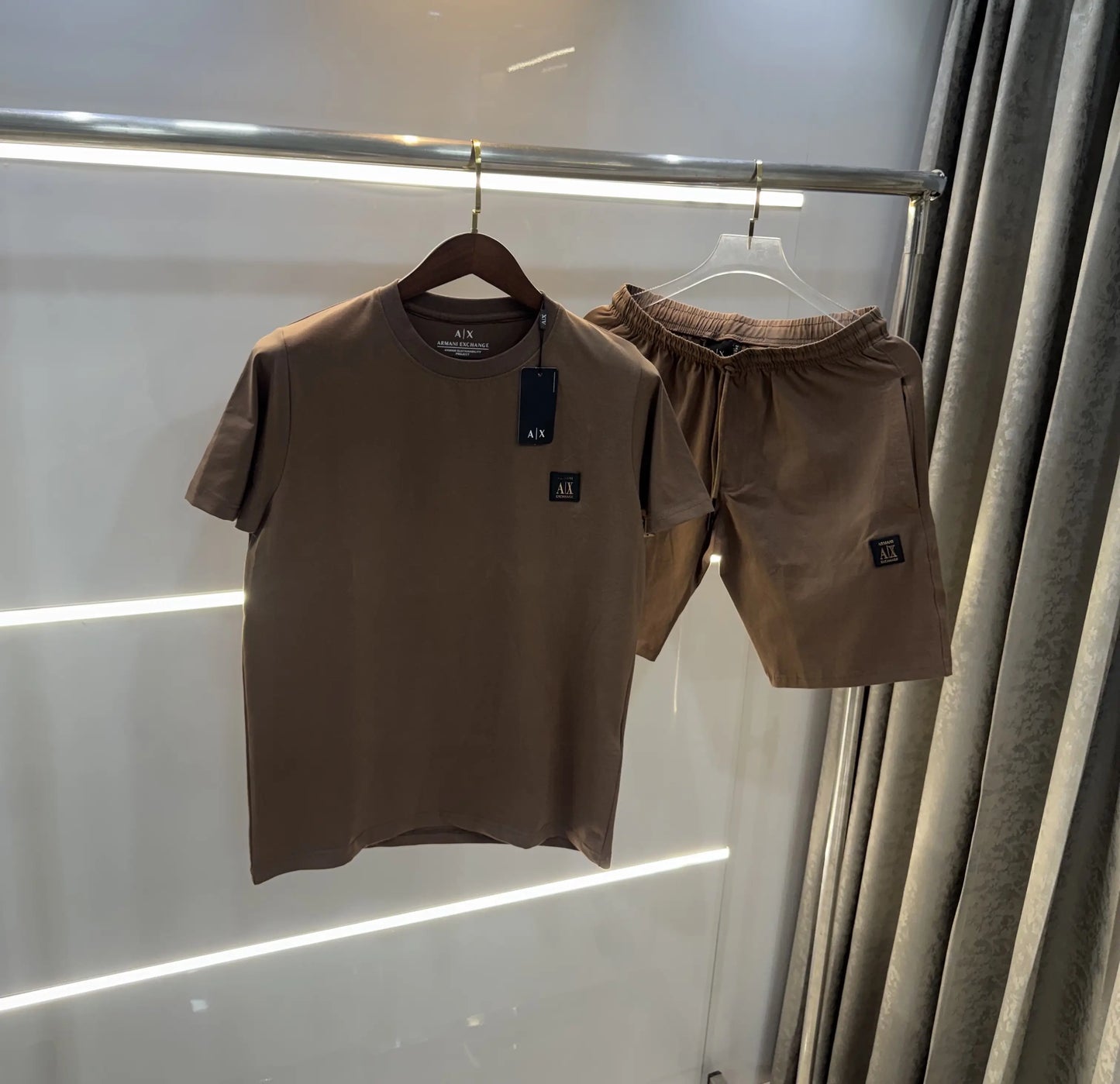 Armani Exchange Brown Logo Work Premium Cord Set