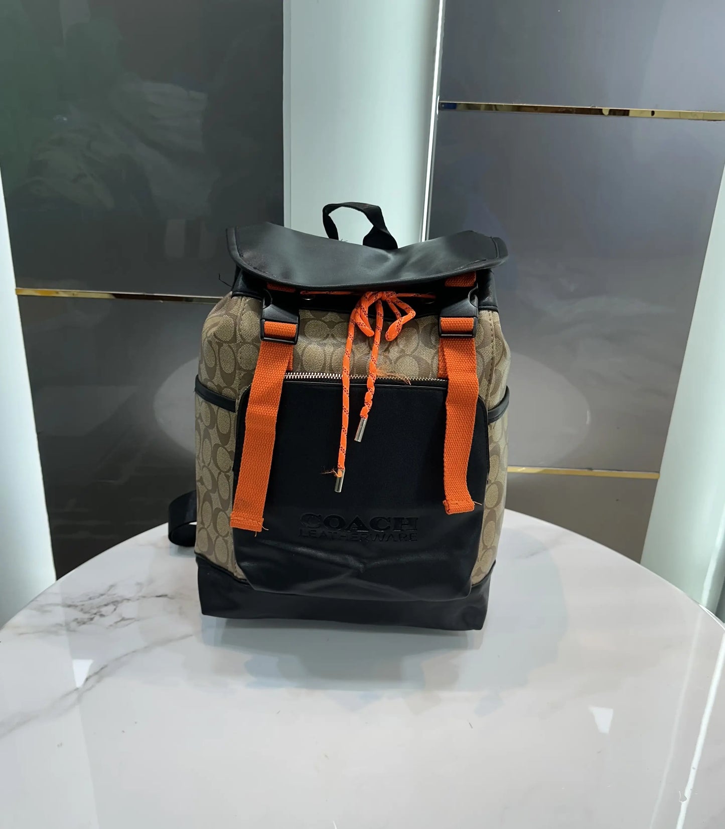 Coac h Monogram Imported BackPack Apricot Black