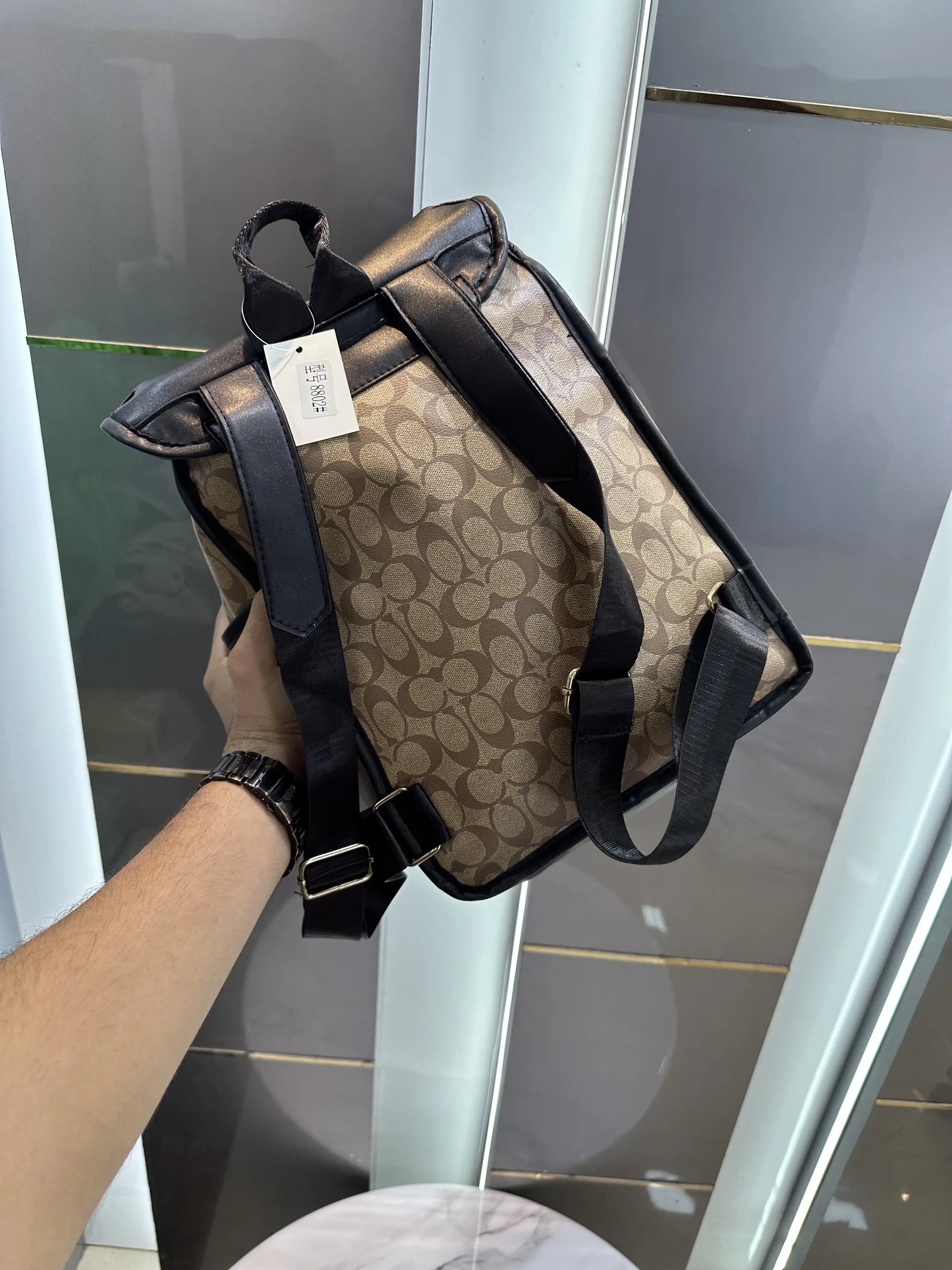 Coac h Monogram Imported BackPack Apricot Black