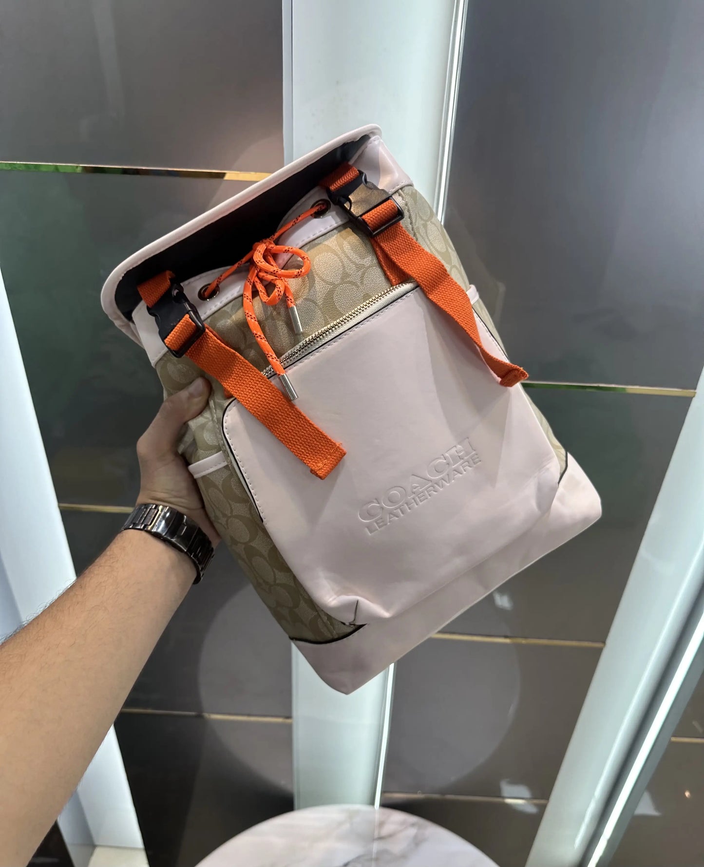 Coac h Monogram Imported BackPack Apricot Pink