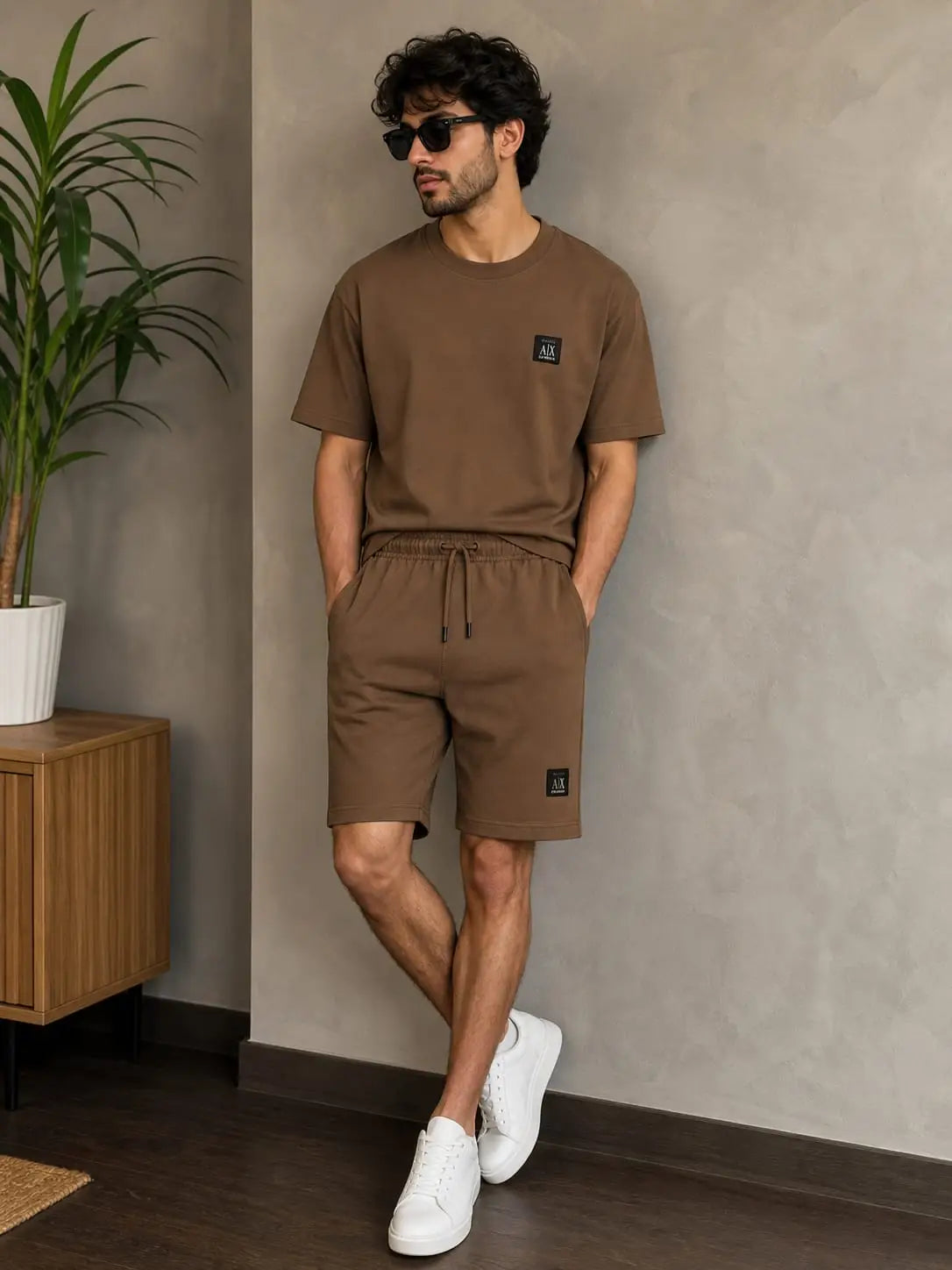Armani Exchange Brown Logo Work Premium Cord Set