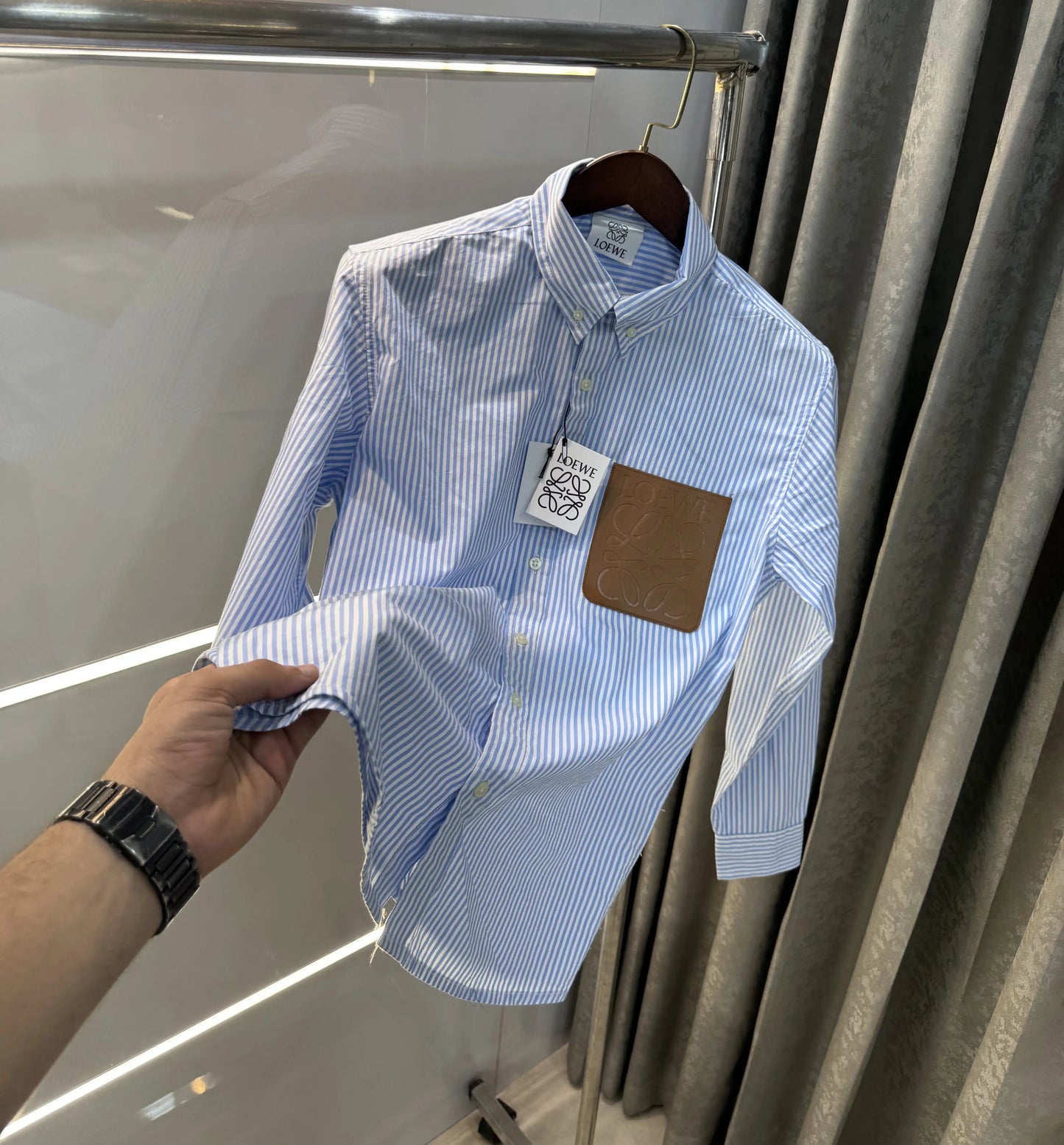 Loewe Sky Blue Logo Patch Imported Shirt