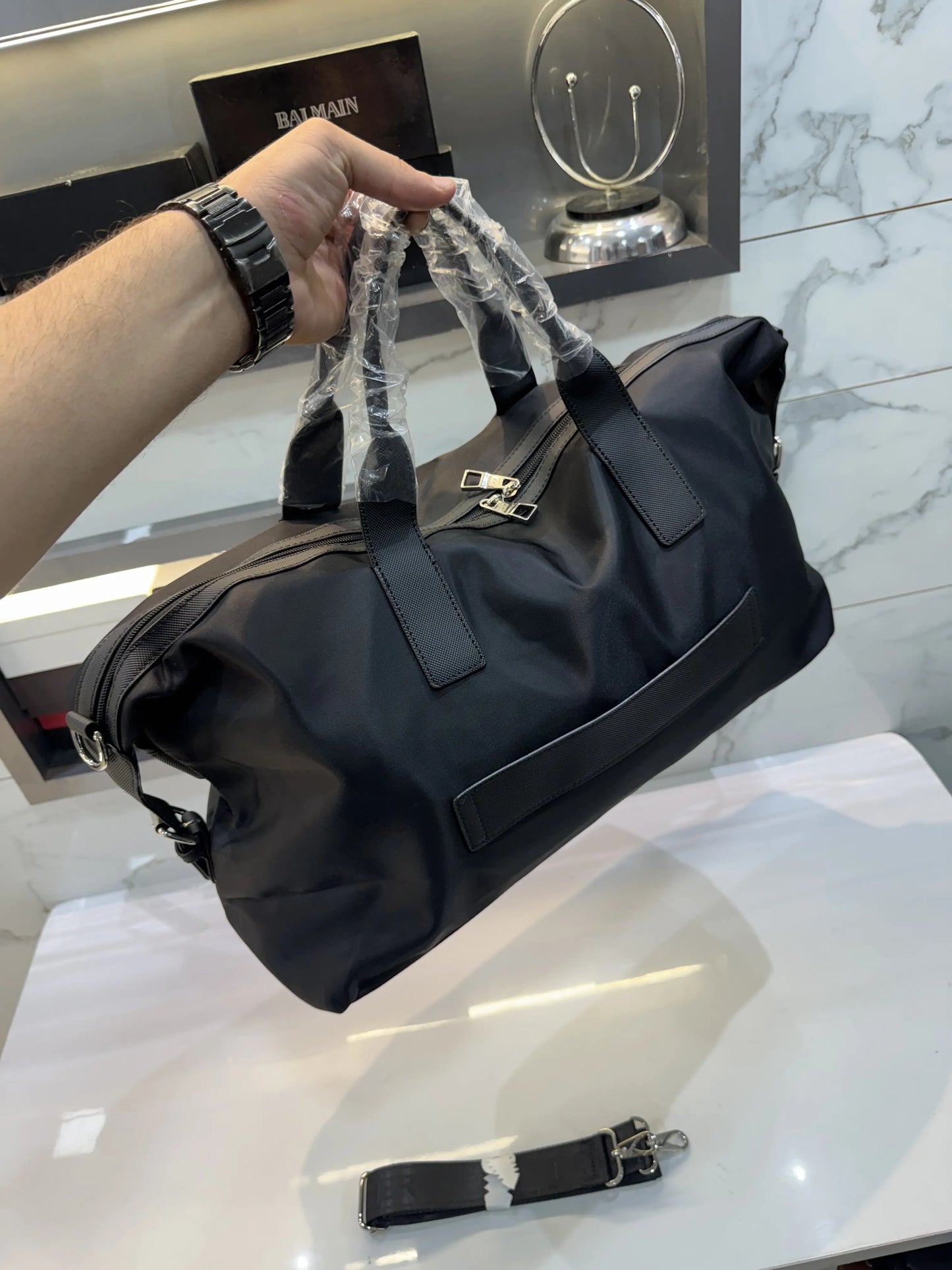 Versace Embossed Luxury Imported Duffel Bag  Black V7845