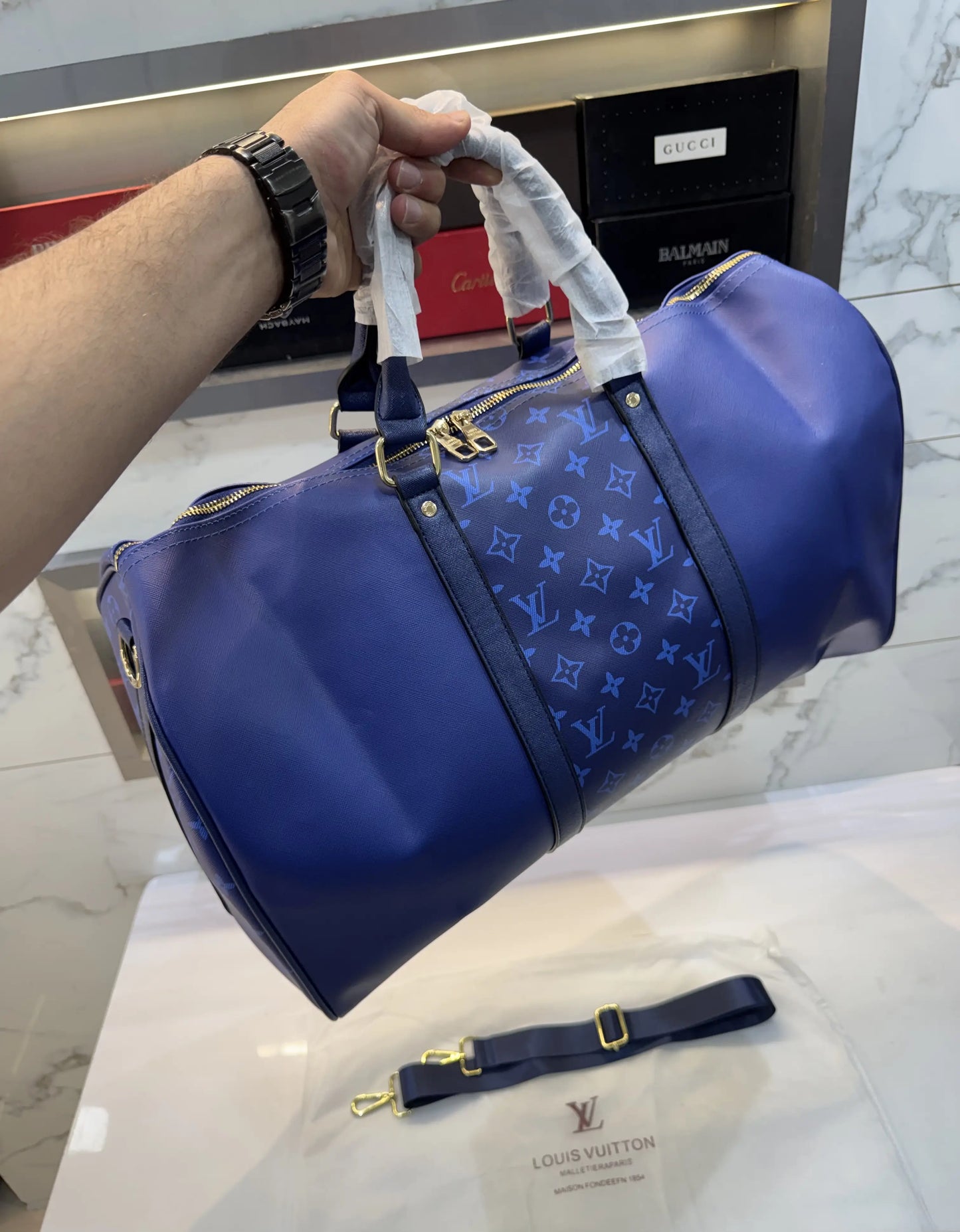 Louis Vuitto n Luxury Imported Duffel Bag Royal Blue 3567