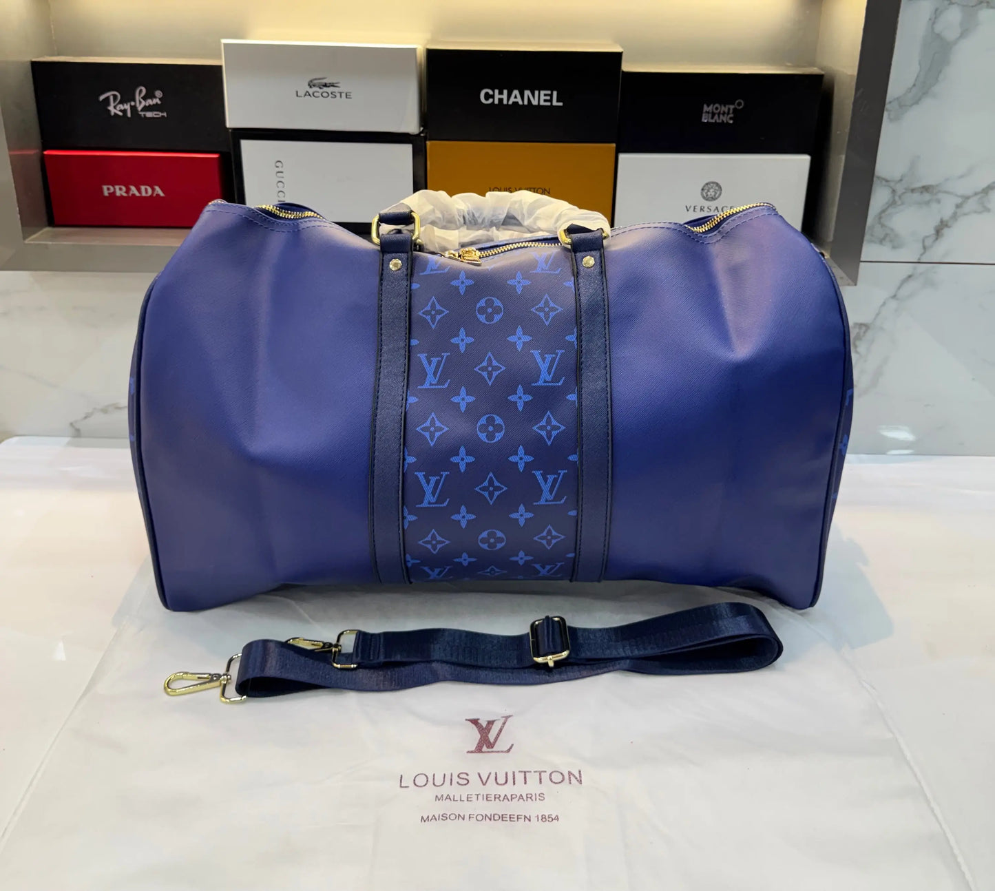 Louis Vuitto n Luxury Imported Duffel Bag Royal Blue 3567