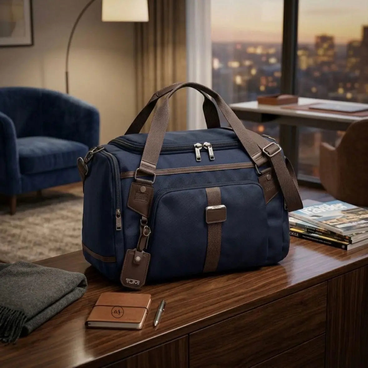Tumi Blue Luxury Imported Duffel Bag Black T95883