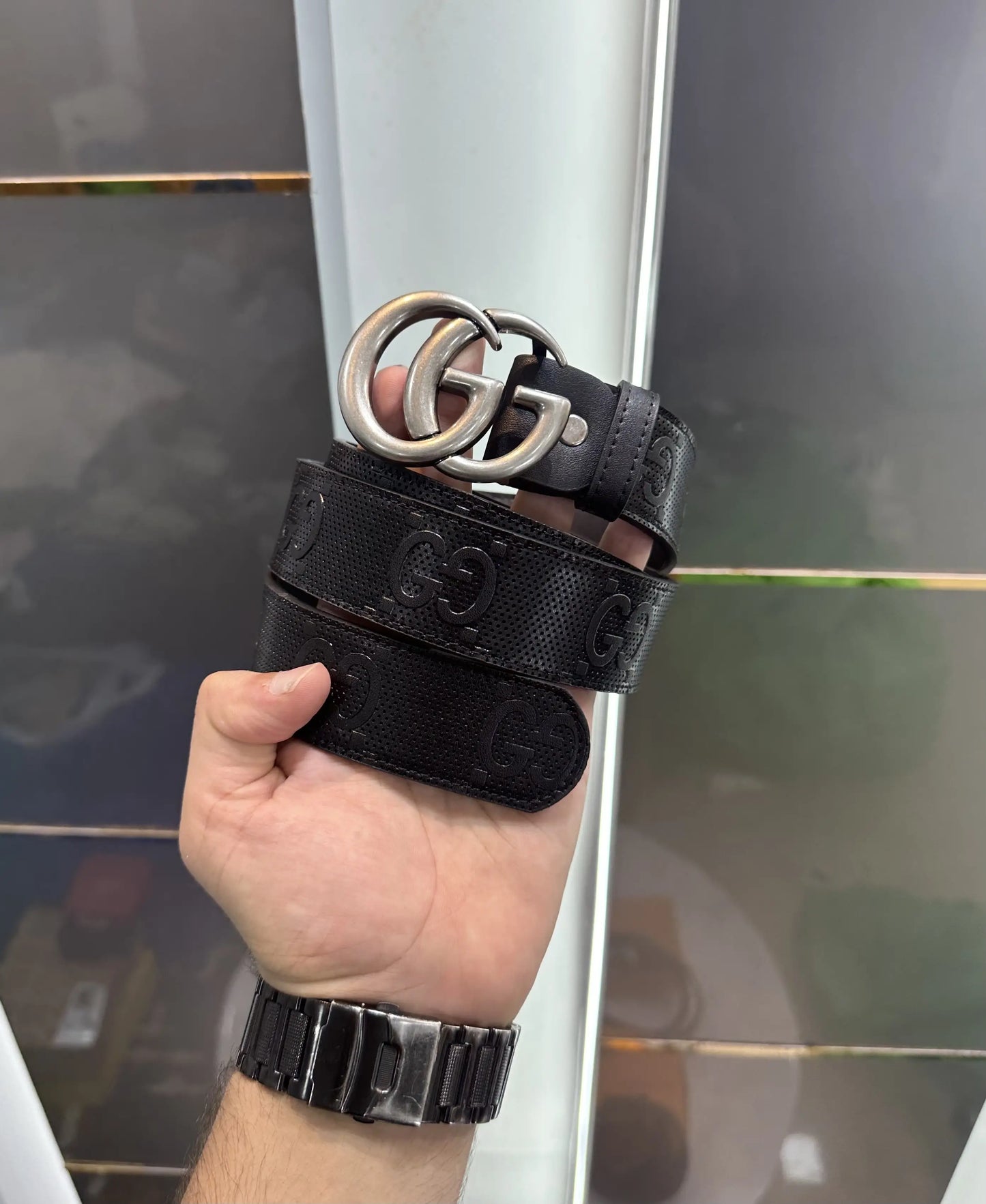 Gucc i Monogram Premium Imported Belt Silver g622