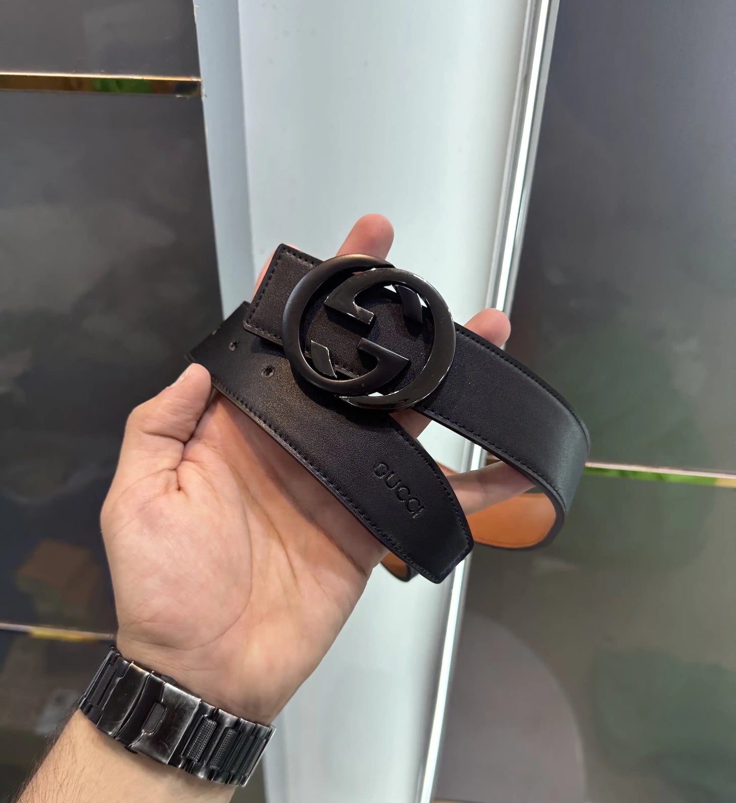 Gucc i Premium Reversible Imported Belt Grey Black g781