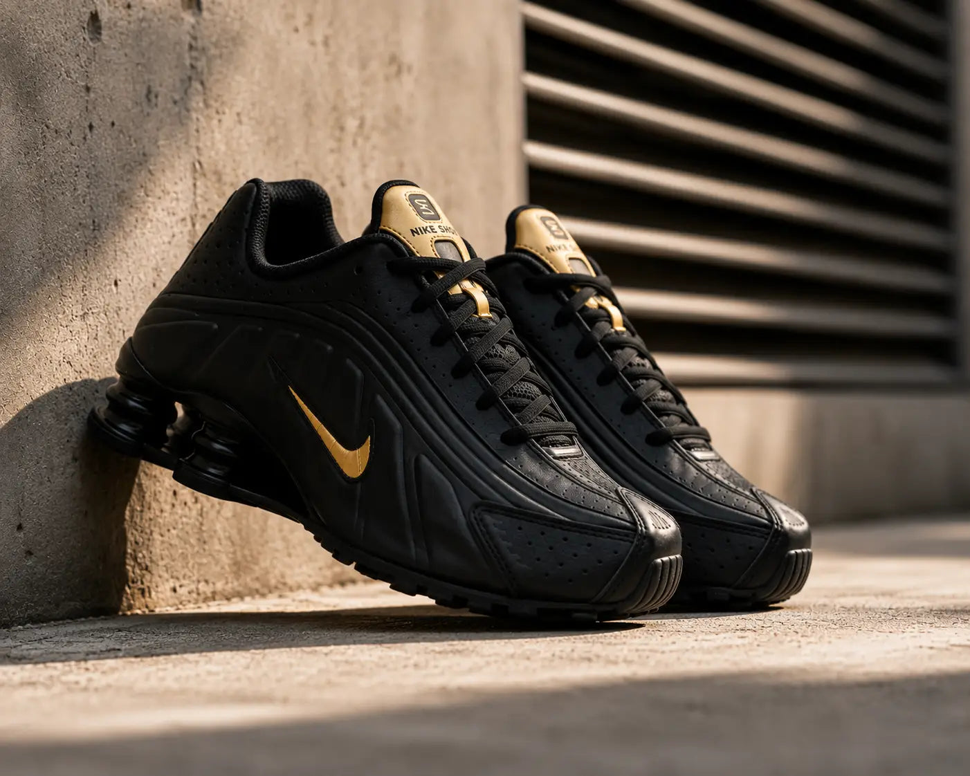Nike_Shox R4 Black Metallic Gold