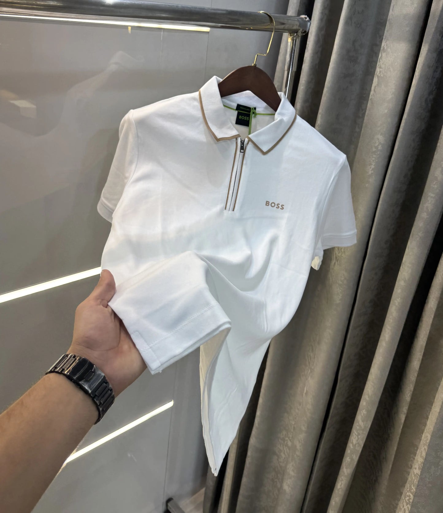 Hugo  Bos s White Logo Work Premium Polo T-shirt