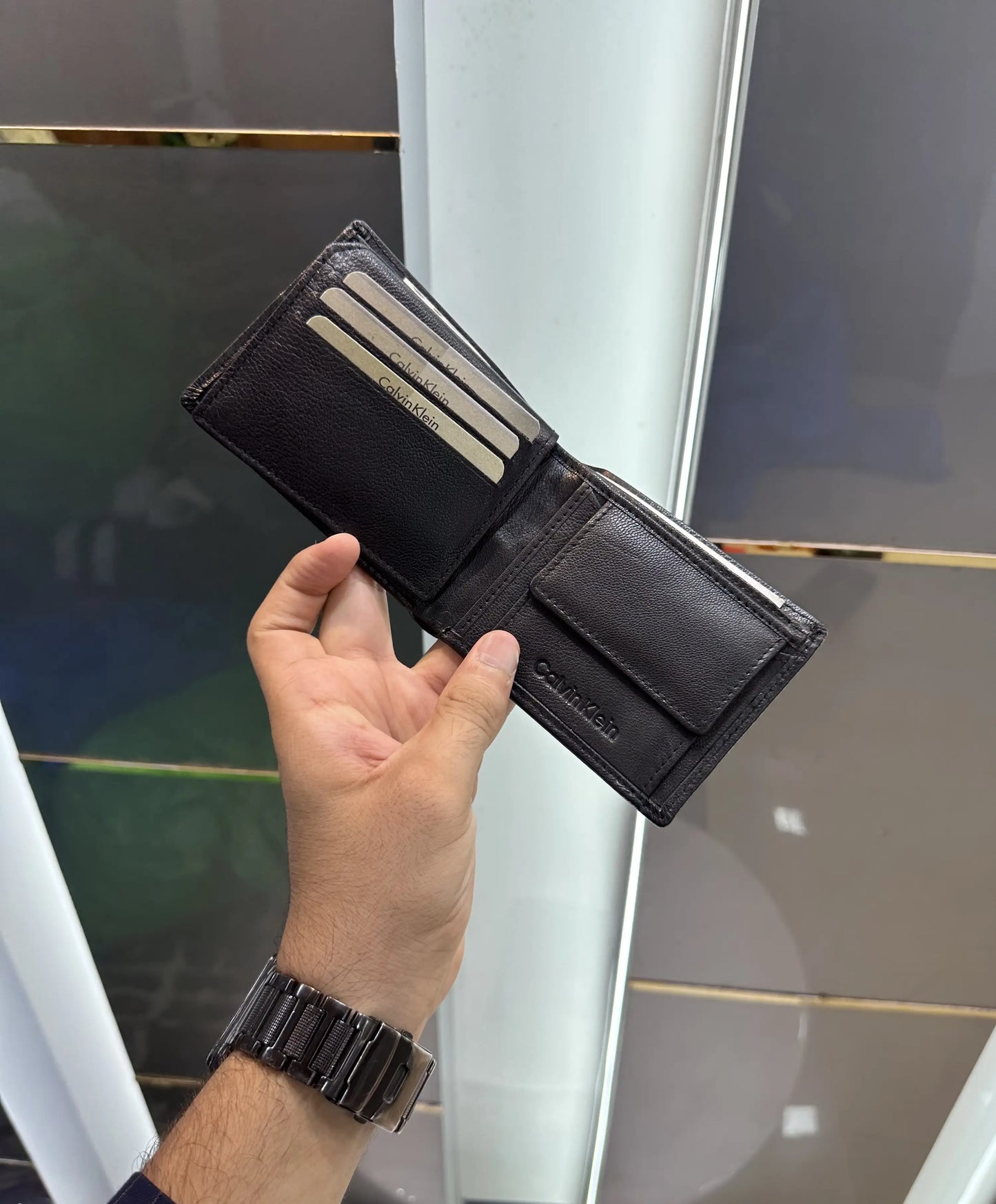 Calvin Klei n Premium Wallet Black Printed With Box ck112
