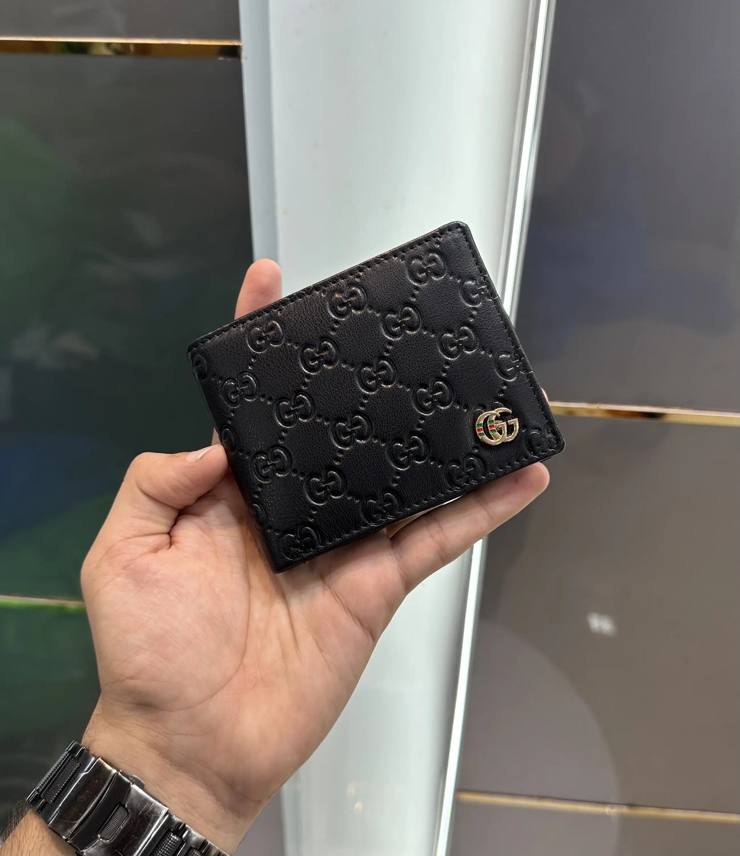 Gucci Monogram Premium Wallet Black With Box g654