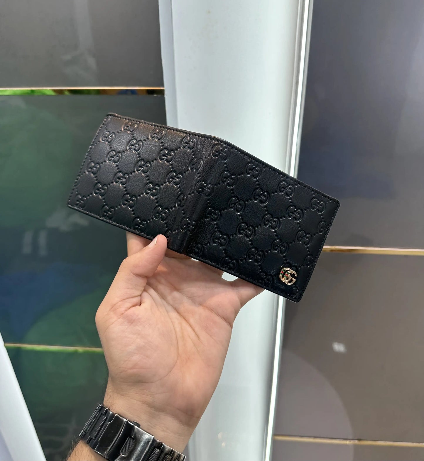 Gucci Monogram Premium Wallet Black With Box g654