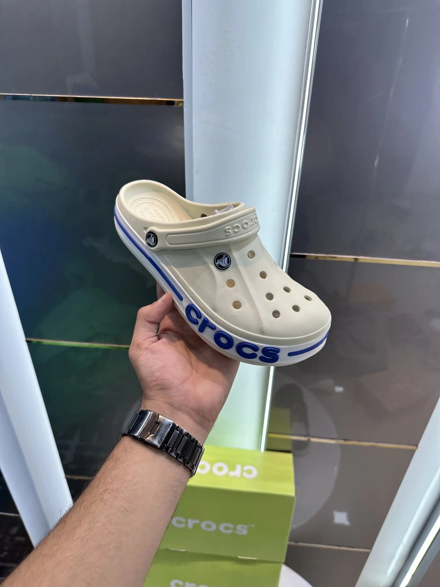 Crocs_Bayaband Clogs Beige Blue