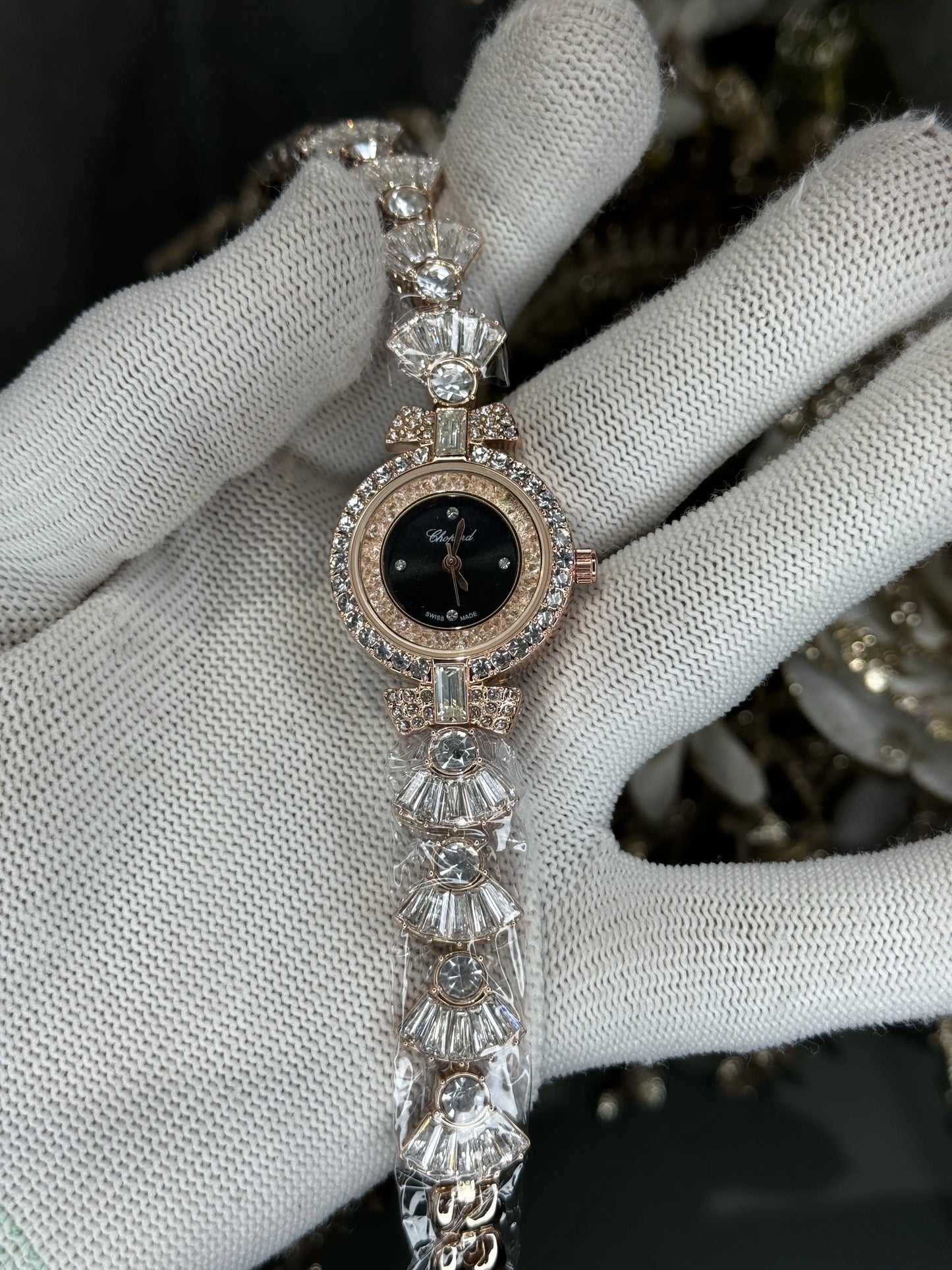 Chopard Rose Gold Black Premium Ladies Watch