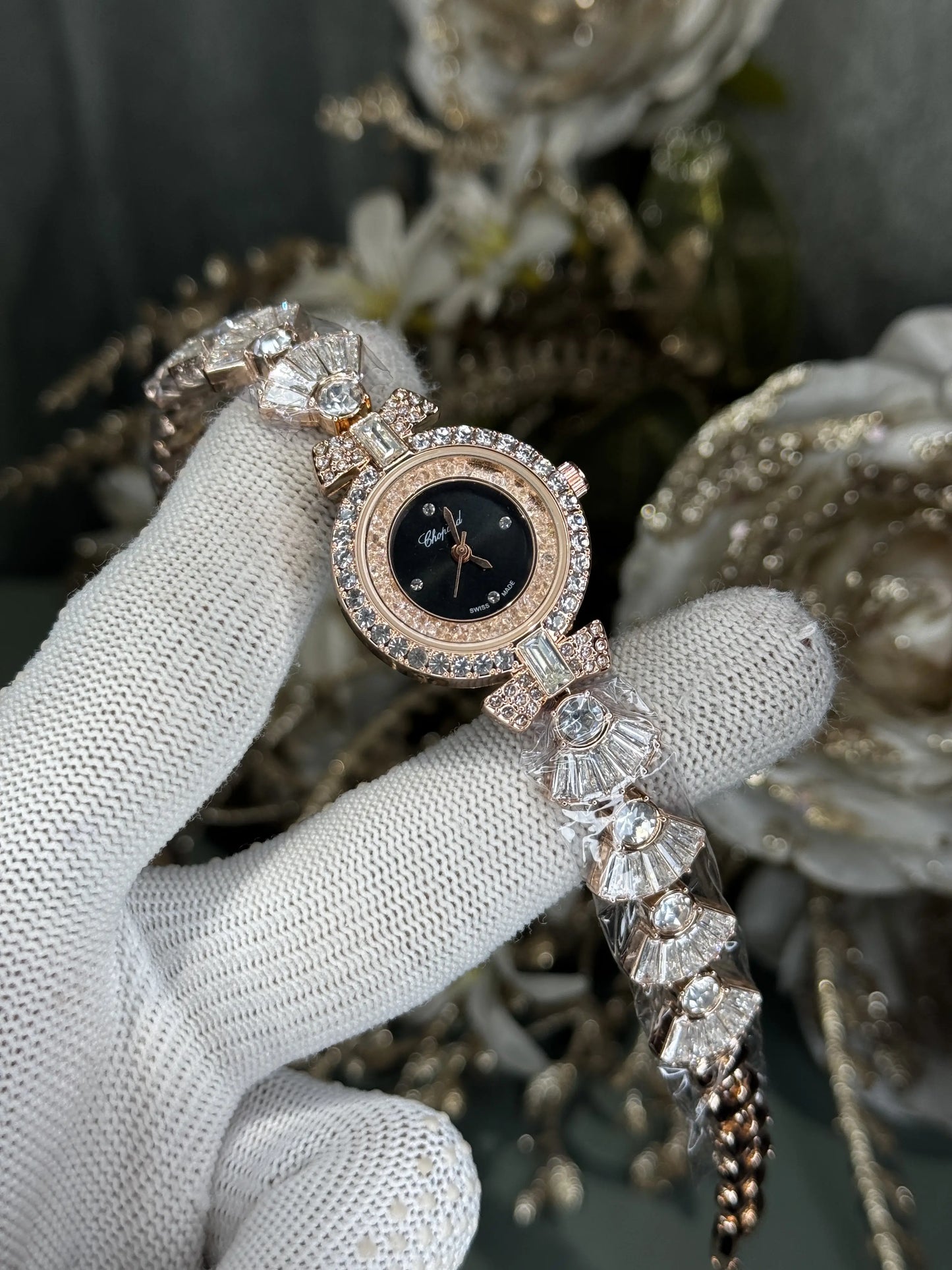 Chopard Rose Gold Black Premium Ladies Watch