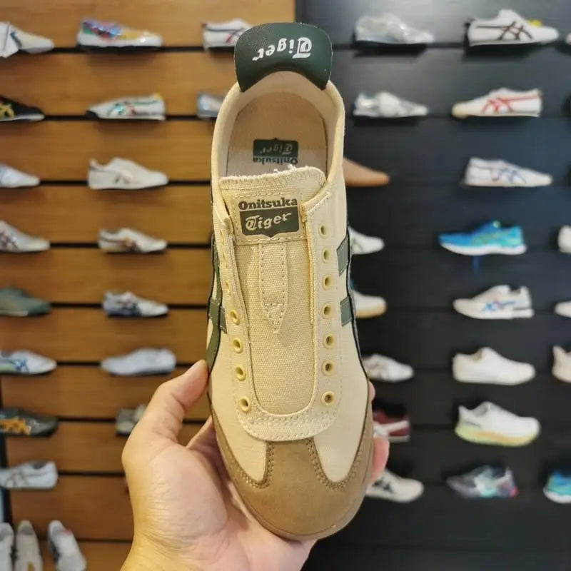 Onitsuka Tiger Mexico 66 Slip On Beige Grass Green For Mens D-1931