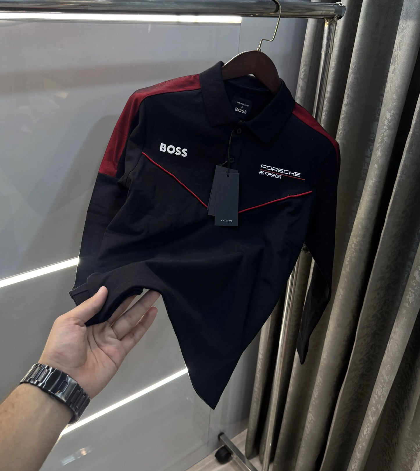 Hugo  Boss Black Logo Work Premium Full Sleeve Polo T-Shirt