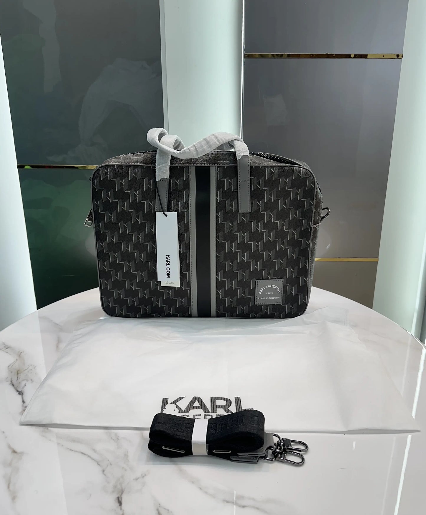 Karl Lagerfiel d Luxury Premium Imported Black Laptop+ Brief Bag