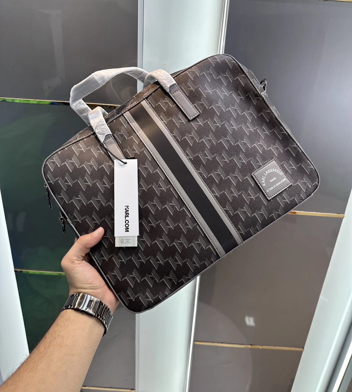 Karl Lagerfiel d Luxury Premium Imported Black Laptop+ Brief Bag