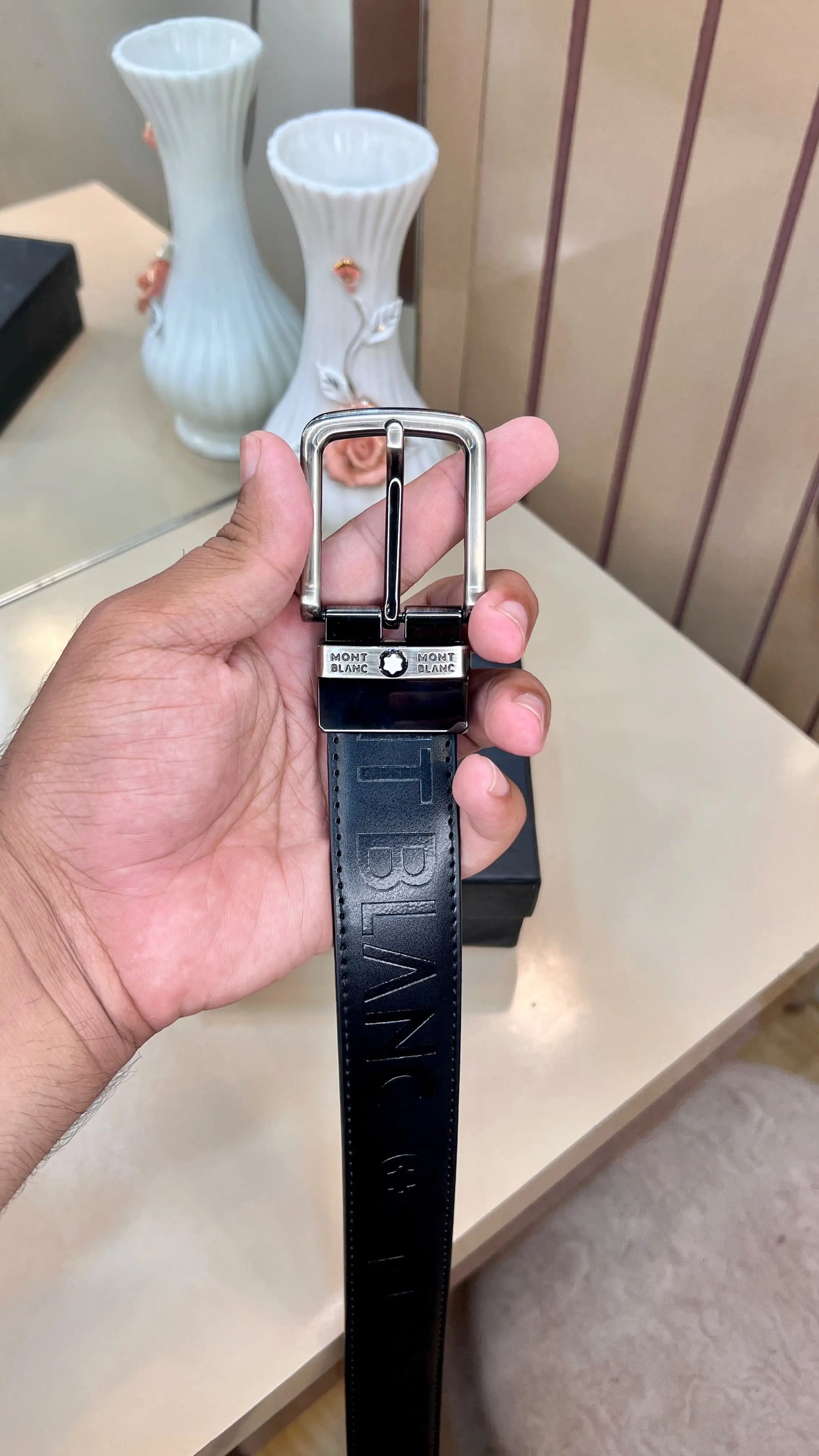 MONT BLANC IMP PREMIUM QUALITY EMBOSSED REVERSEABLE BELT WITH OG BOX MB-710