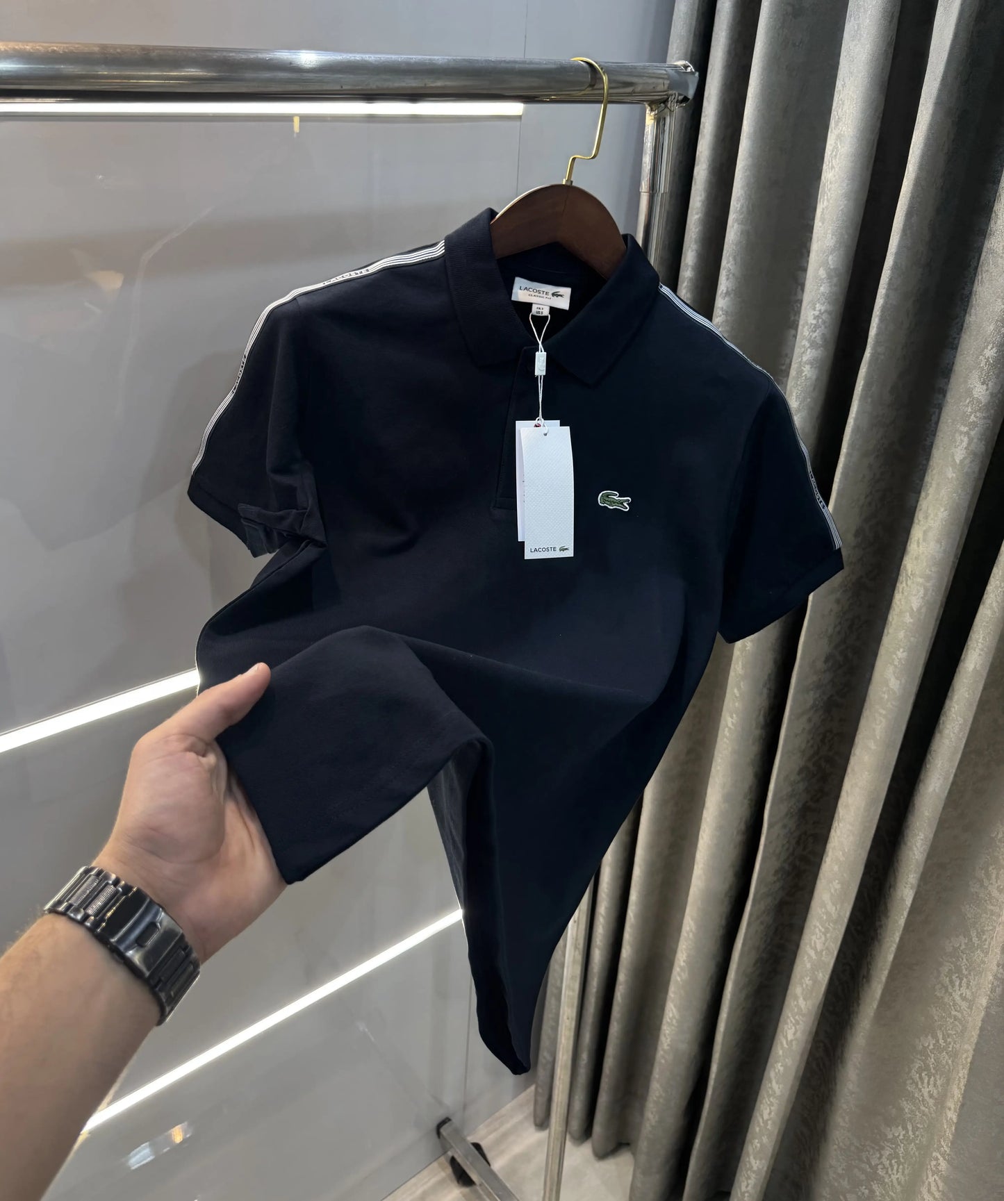 Lacost e Navy Blue Embroidery Logo Premium Polo T-Shirt