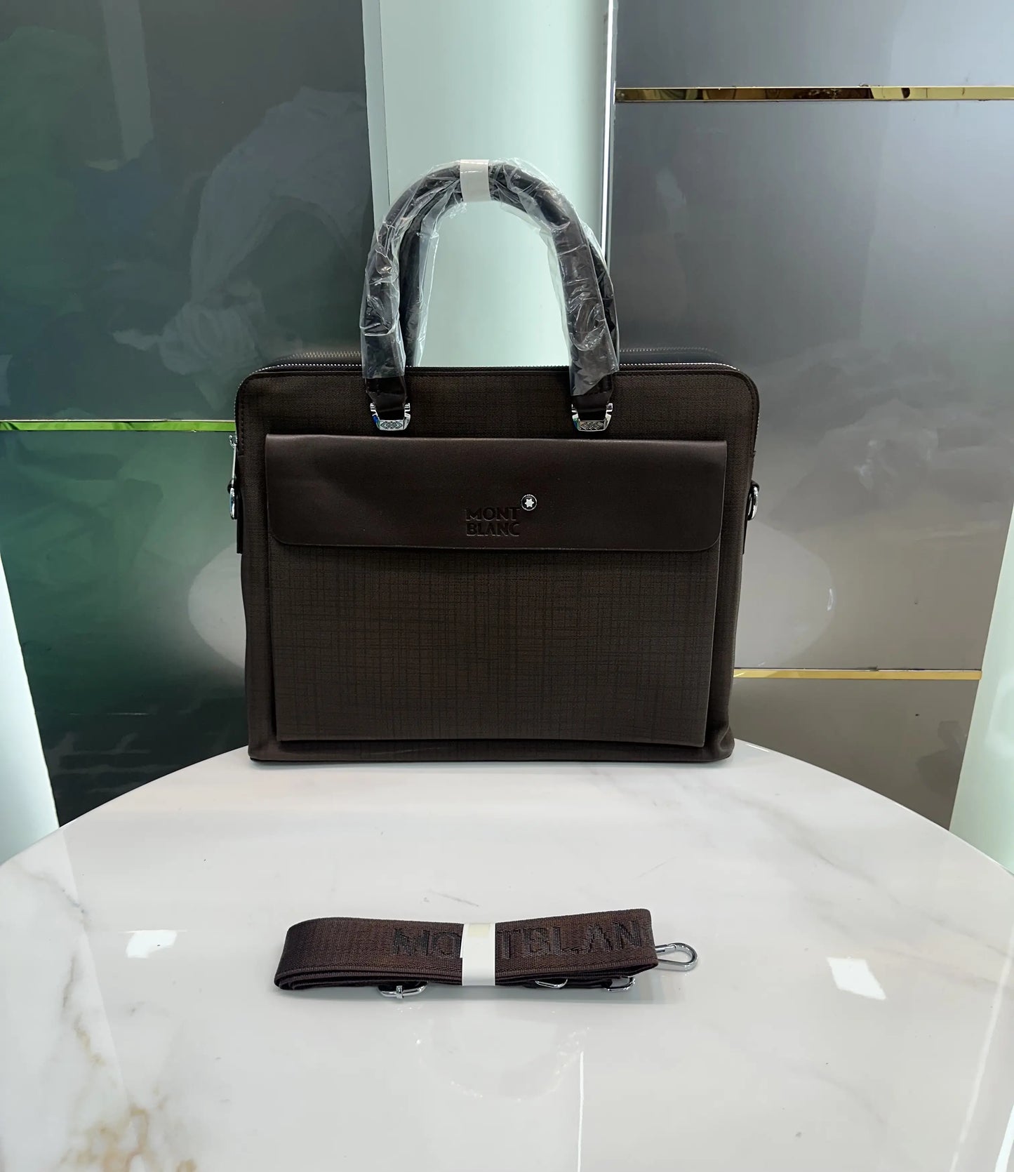 Mont Blan c Luxury Premium Imported Brown Laptop Bag mb192