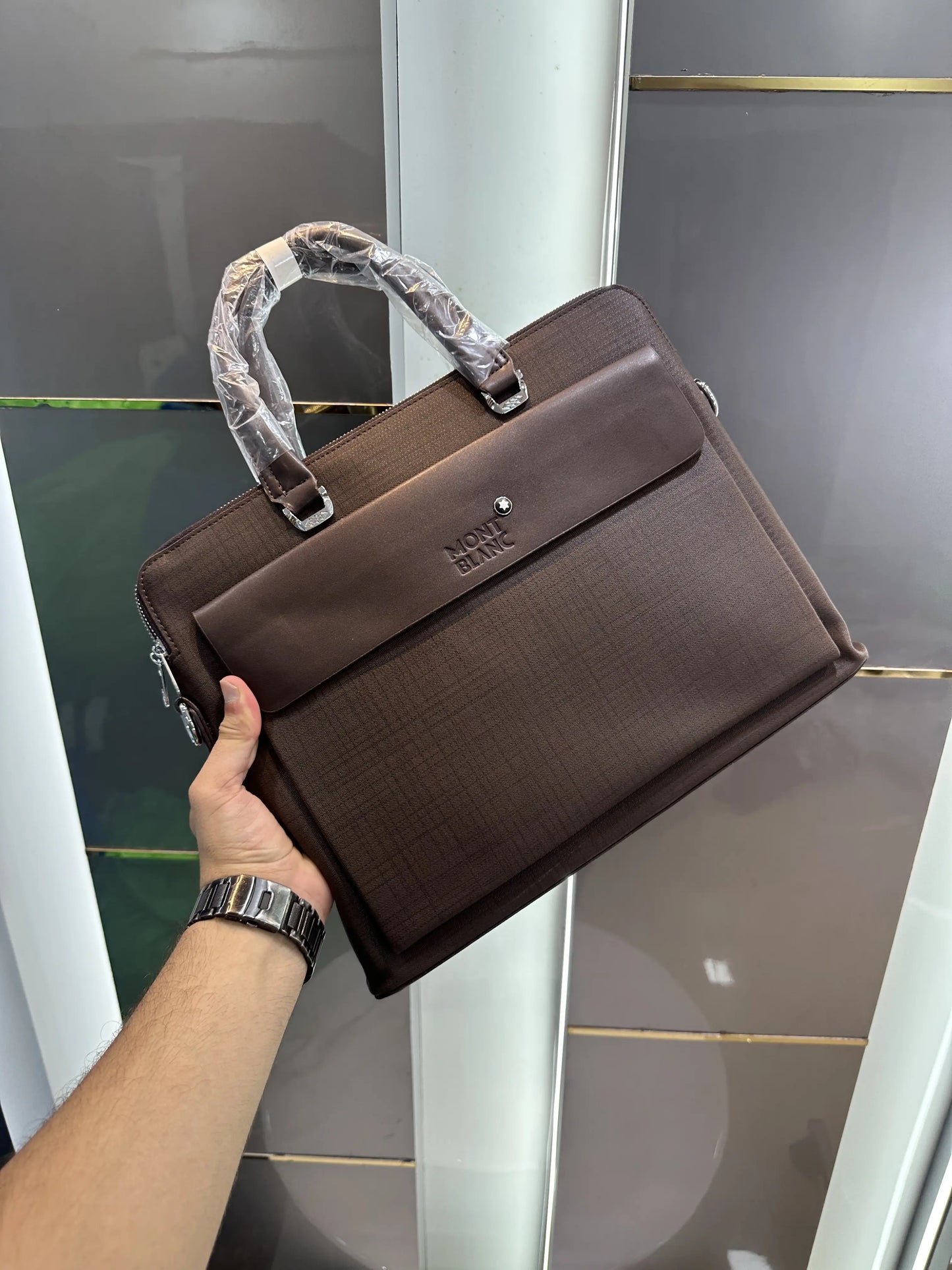 Mont Blan c Luxury Premium Imported Brown Laptop Bag mb192