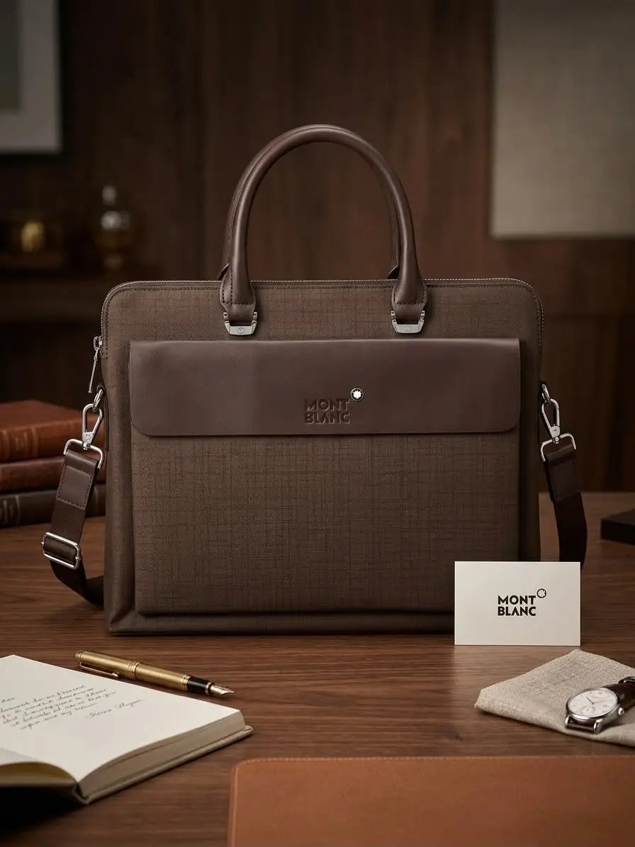 Mont Blan c Luxury Premium Imported Brown Laptop Bag mb192