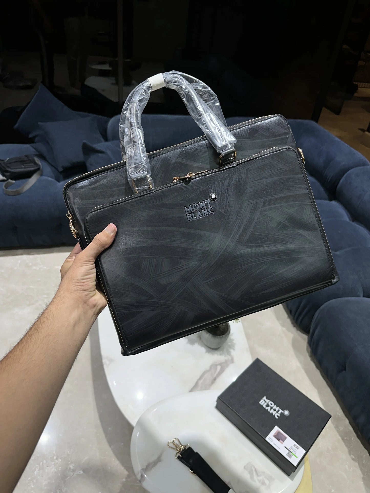 Mont Blan c Luxury Premium Imported Grey Laptop Bag mb986