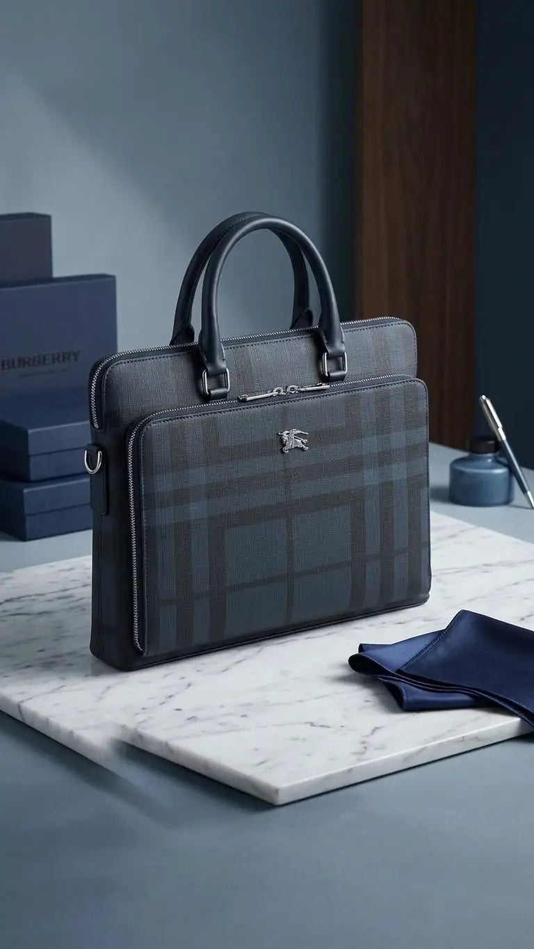Burberr y Luxury Premium Imported Blue Laptop Bag b125