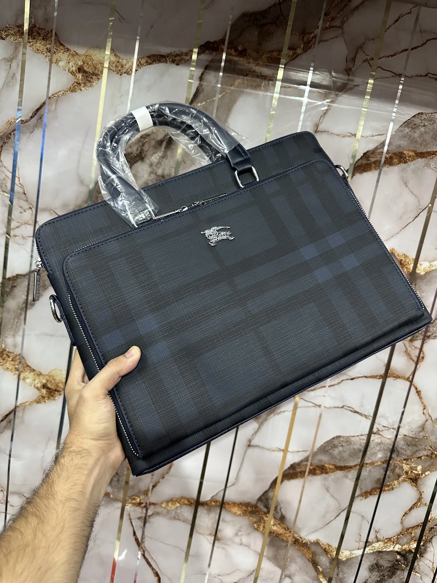 Burberr y Luxury Premium Imported Blue Laptop Bag b125