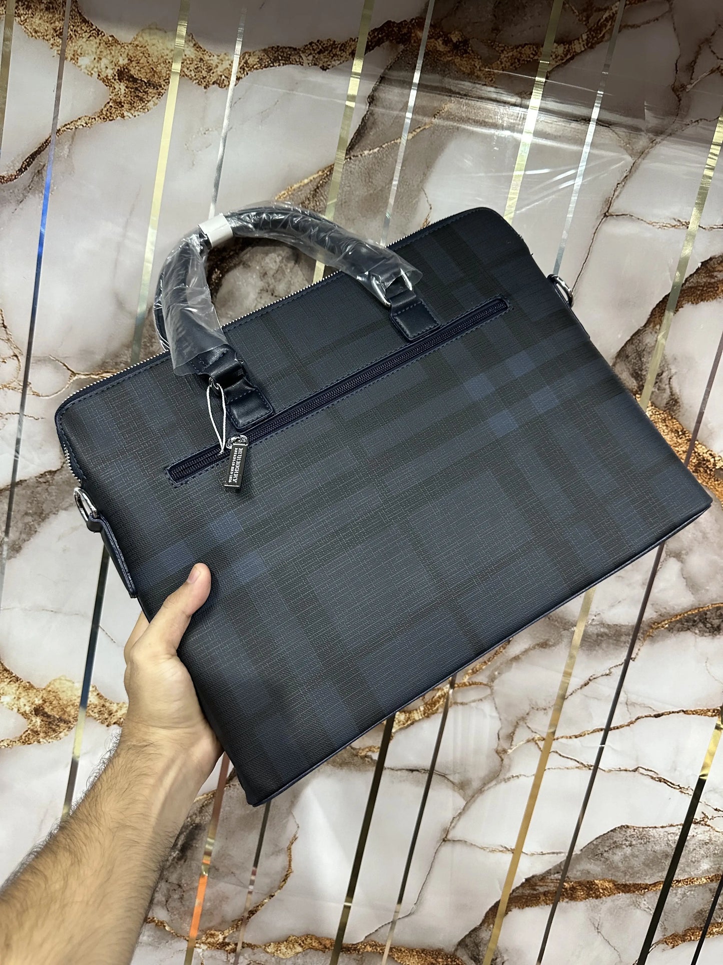 Burberr y Luxury Premium Imported Blue Laptop Bag b125
