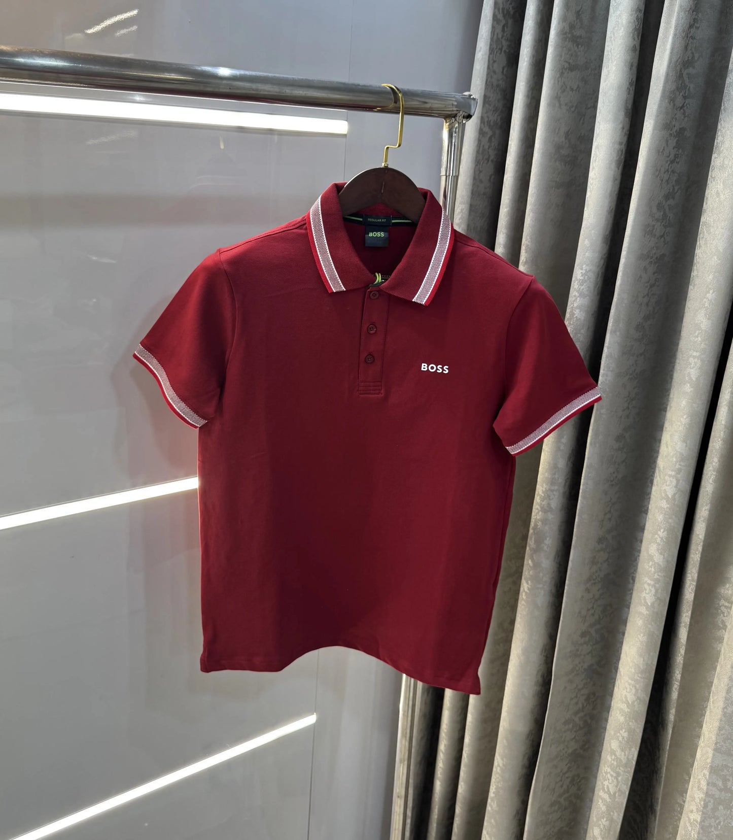 Hugo  Bos s Maroon Logo Work Premium Polo T-shirt