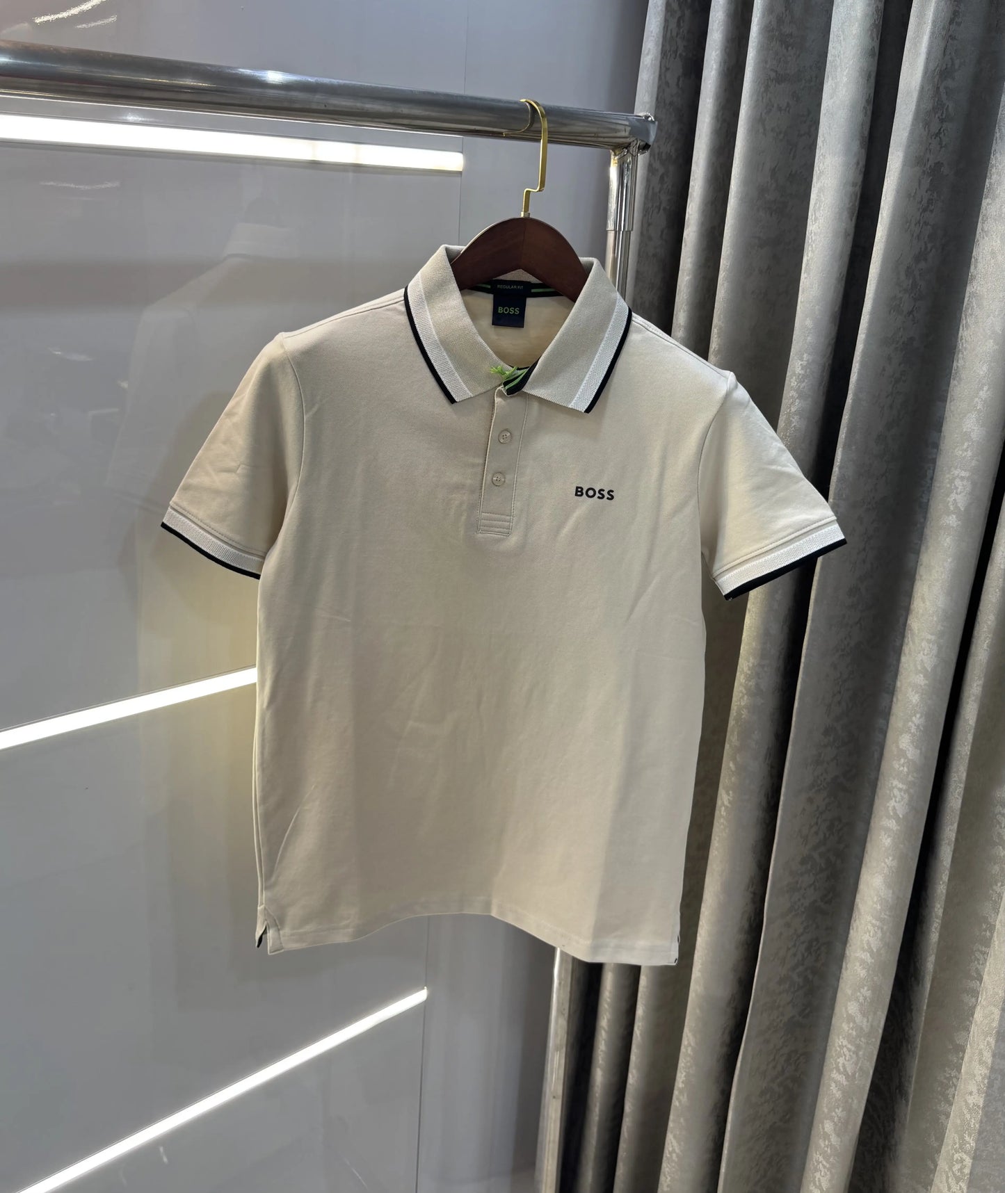 Hugo  Bos s Beige Logo Work Premium Polo T-shirt