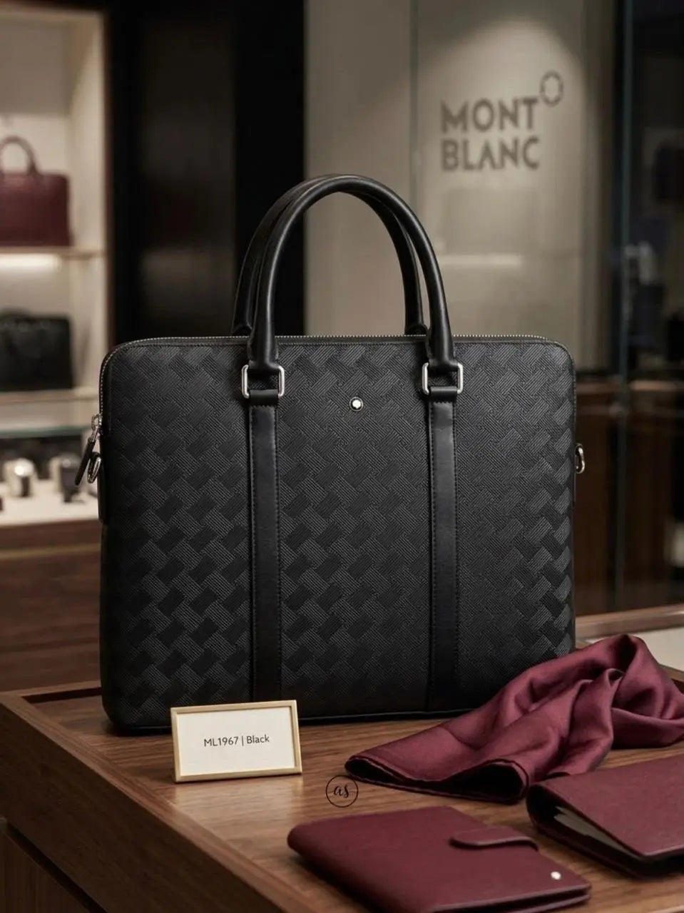 Mont Blan c Luxury Premium Imported Black Laptop Bag mb1600