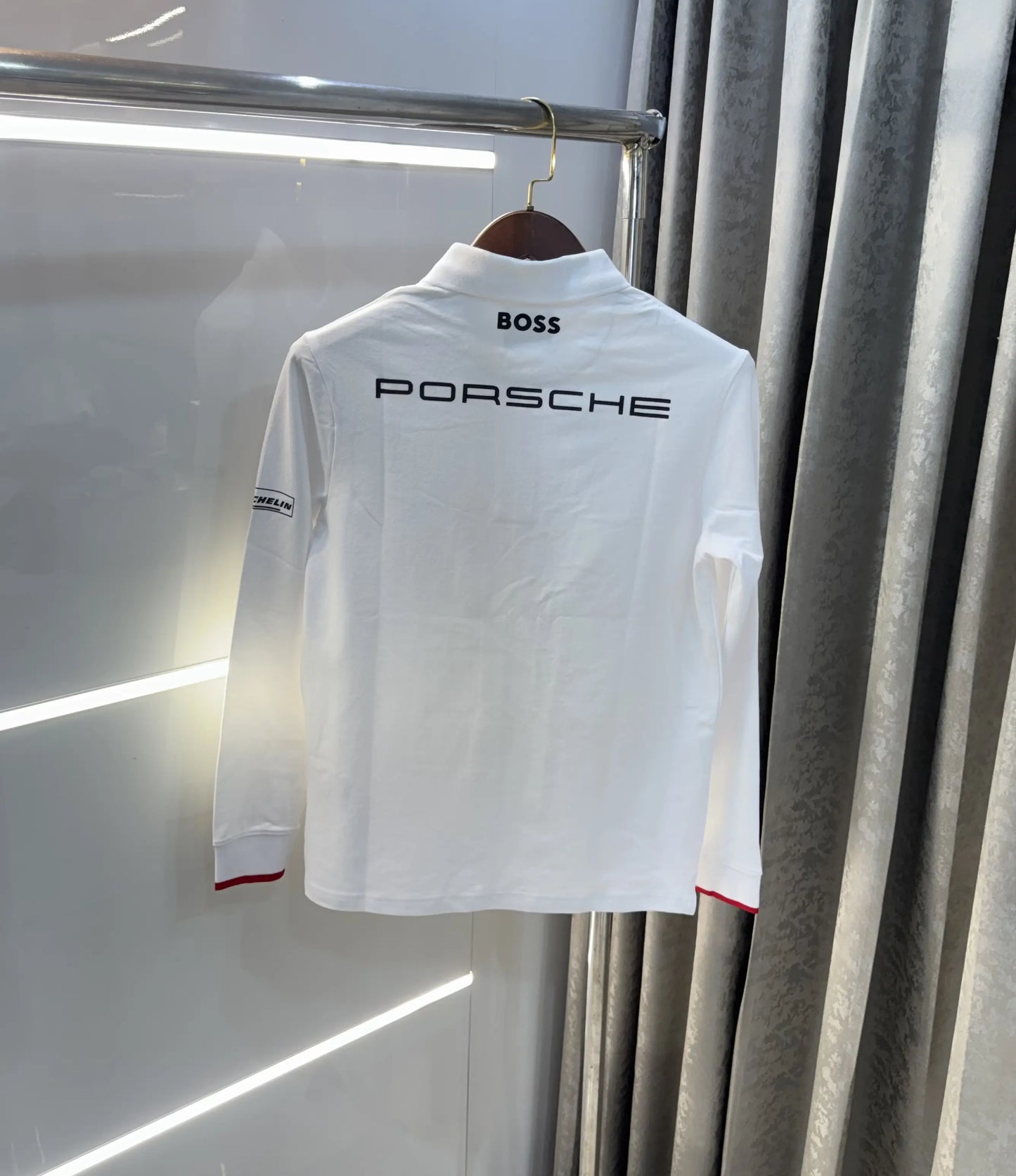 Hugo  Boss Porsche White Logo Work Premium Full Sleeve Polo T-Shirt