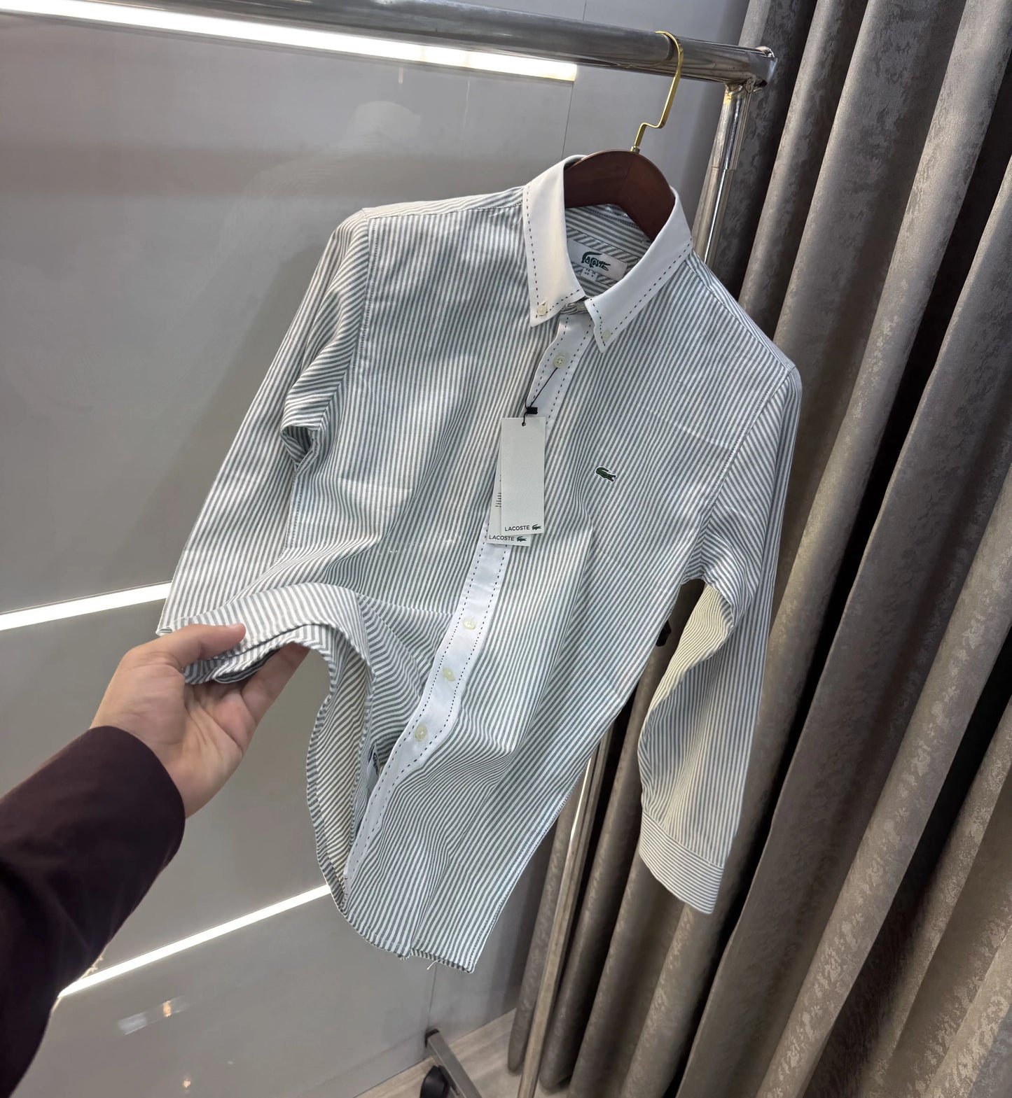 Lacost e Green  Embroidery Logo Premium Oxford Shirt