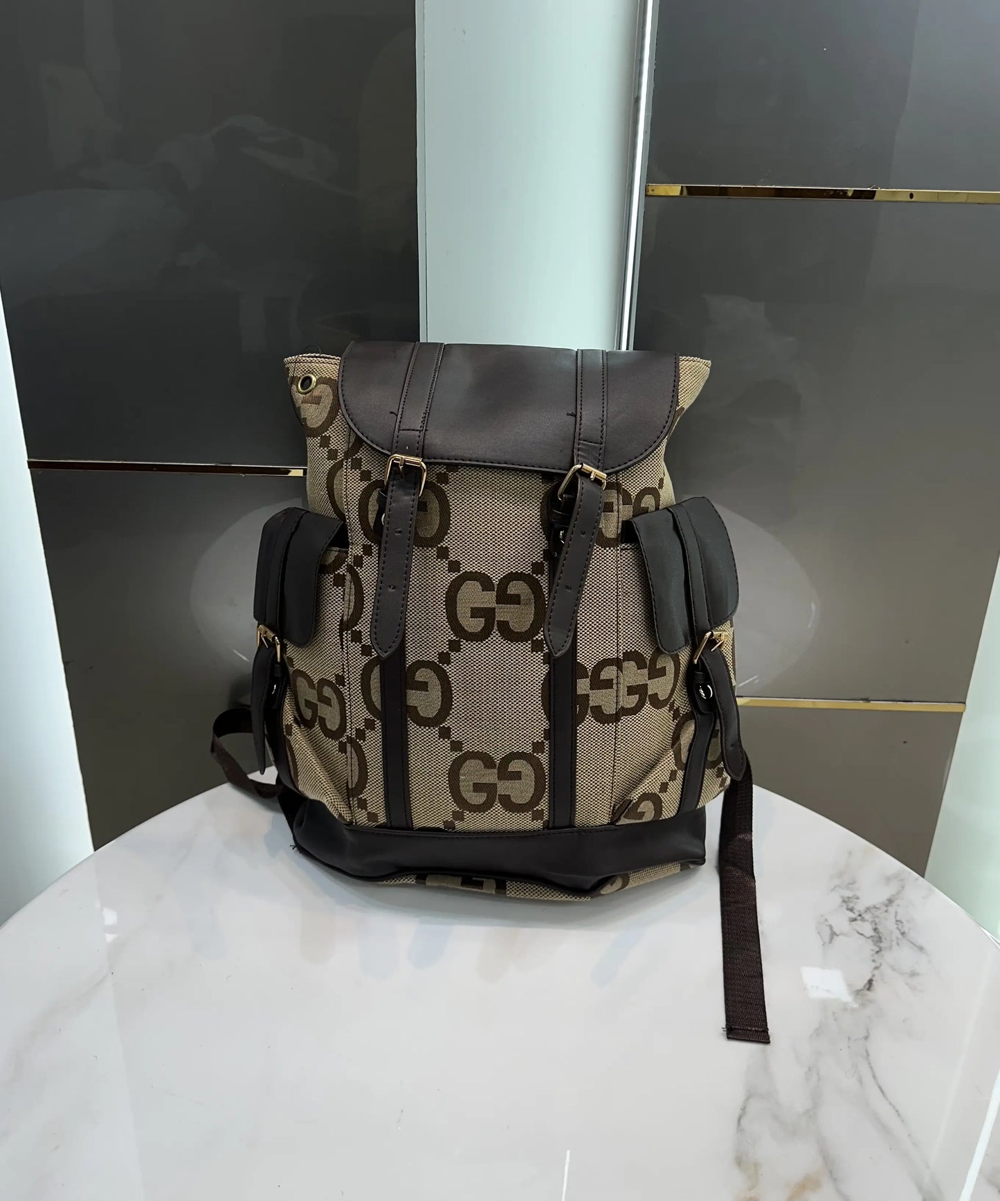 Gucc i Canvas Imported BackPack Beige