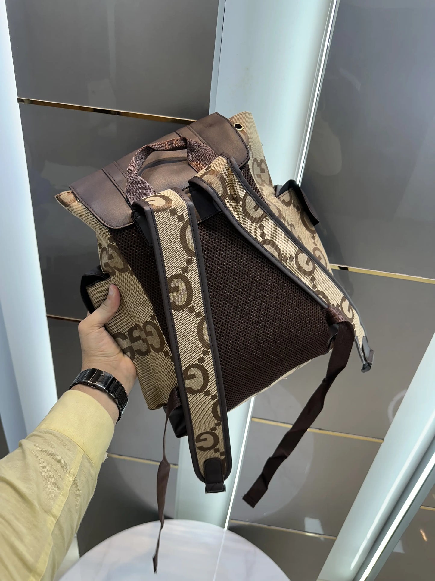 Gucc i Canvas Imported BackPack Beige