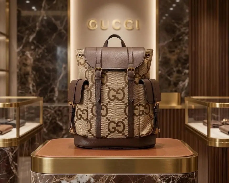 Gucc i Canvas Imported BackPack Beige