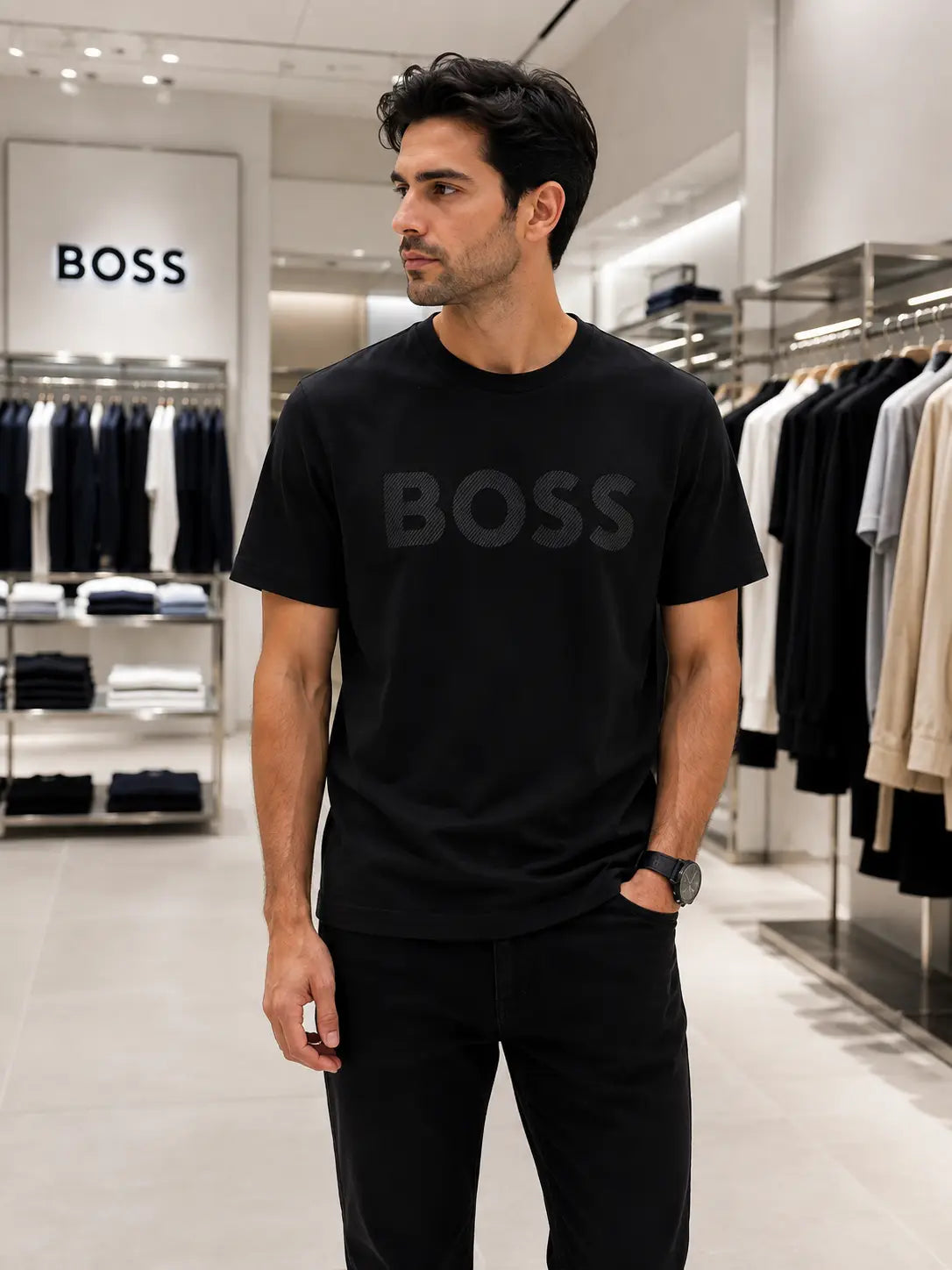 Hugo Bos s Black Embroidery Logo Premium T-Shirt
