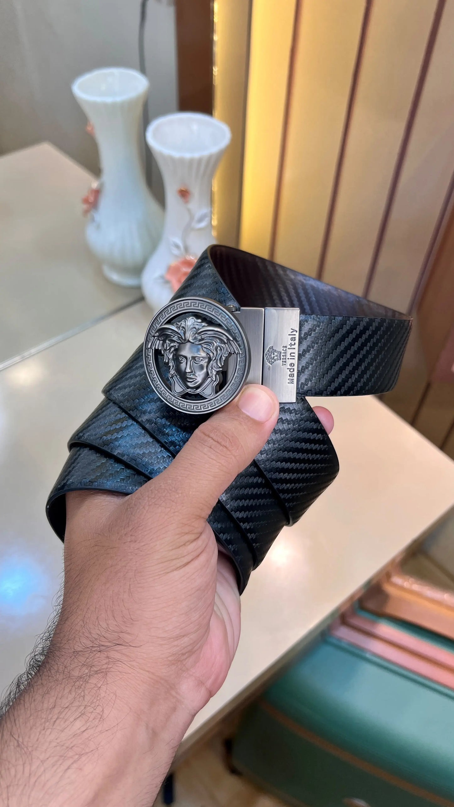 VERSACE PREMIUM QUALITY IMP REVERSEABLE BELT WITH BOX